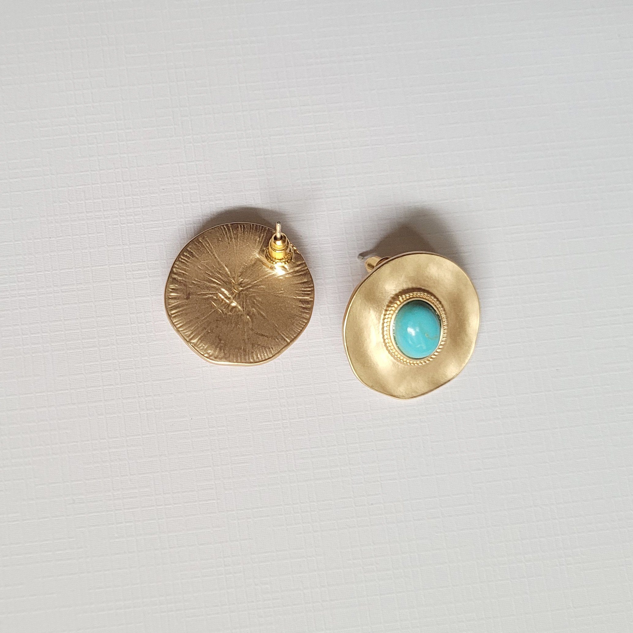 GOLDEN Paar Ohrstecker Gold und Türkis Ohrringe geometrische Ohrstecker, Türkis Natürliche