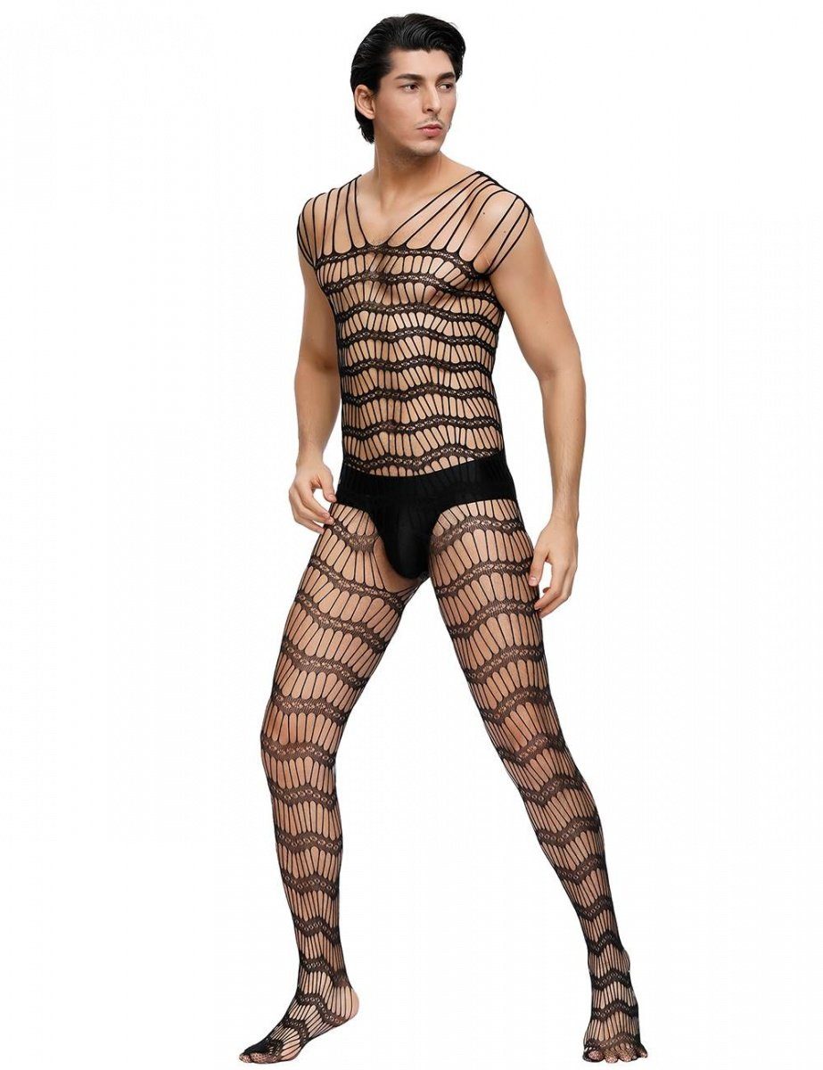 Lau-Fashion Lange Unterhose Bodystocking Netz Bänder günstig online kaufen
