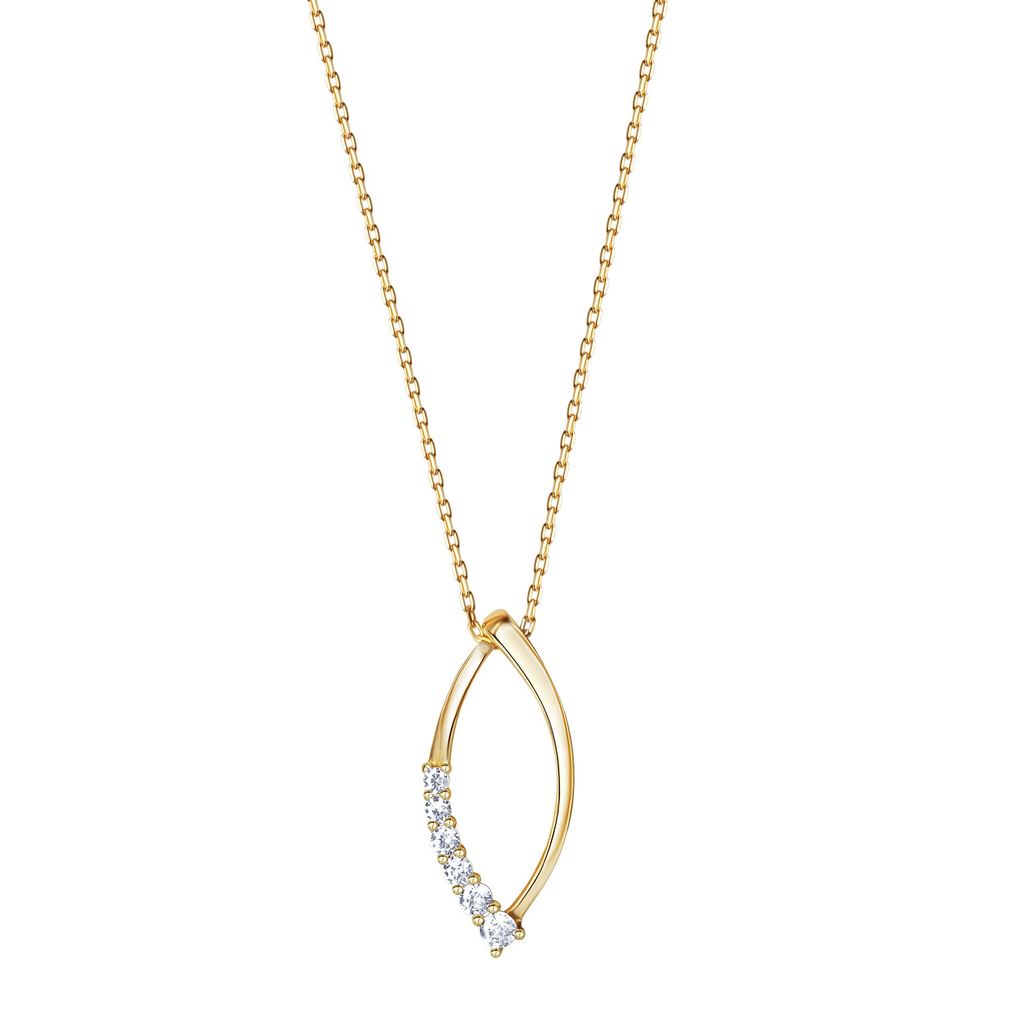 Kette mit Anhänger 375/- Gelbgold bicolor Zirkonia