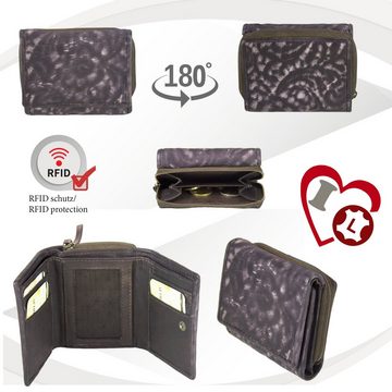 Sunsa Geldbörse Mini Leder Geldbeutel Vintage Portemonnaie Brieftasche Damen, echt Leder, Vintage Style, mit RFID-Schutz, zeitlos
