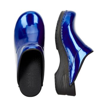 Sanita Original-Metallic Patent Open Clog Blue Sandale