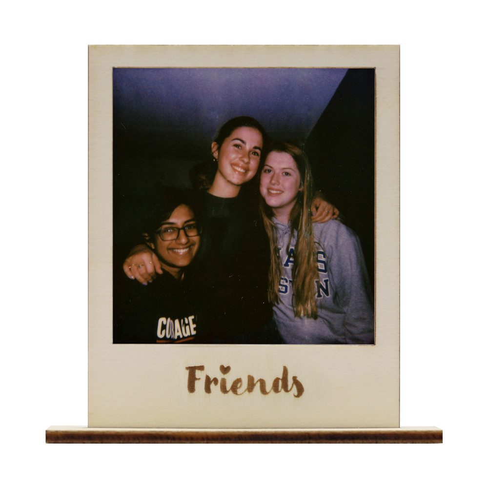 WANDStyle Bilderrahmen für Polaroid, aus Holz mit Gravur "Friends", ideale Sofortbild-Rahmung
