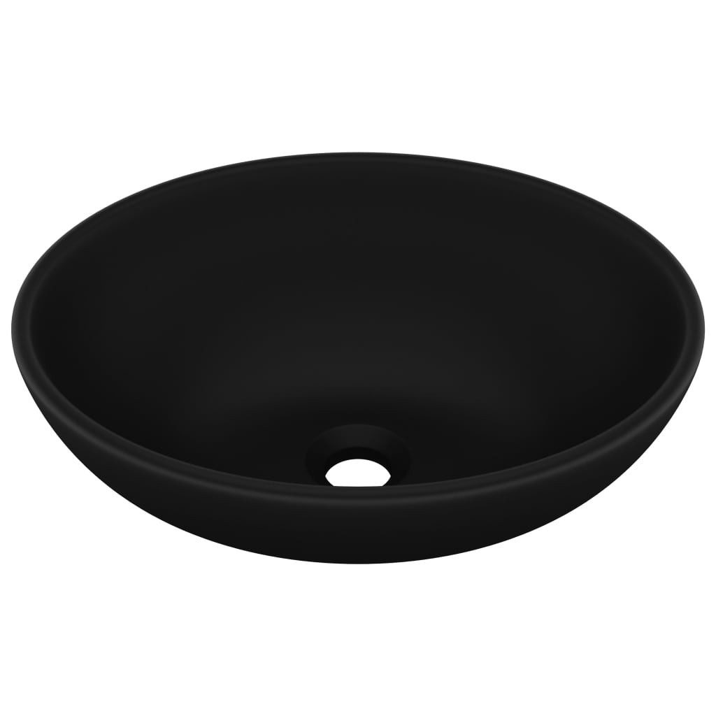 vidaXL Waschbecken NA Ovales Waschbecken Badezimmer Aufsatzwaschbecken Matt Schwarz 40x33
