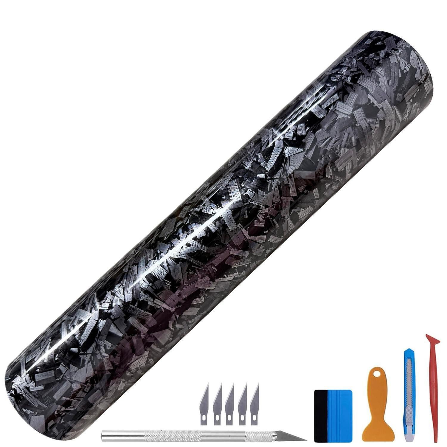 LuxusKollektion Lackschutzfolie Aufkleber Vinyl selbstklebend blasenfrei Schwarz Silber 100cm x 150cm