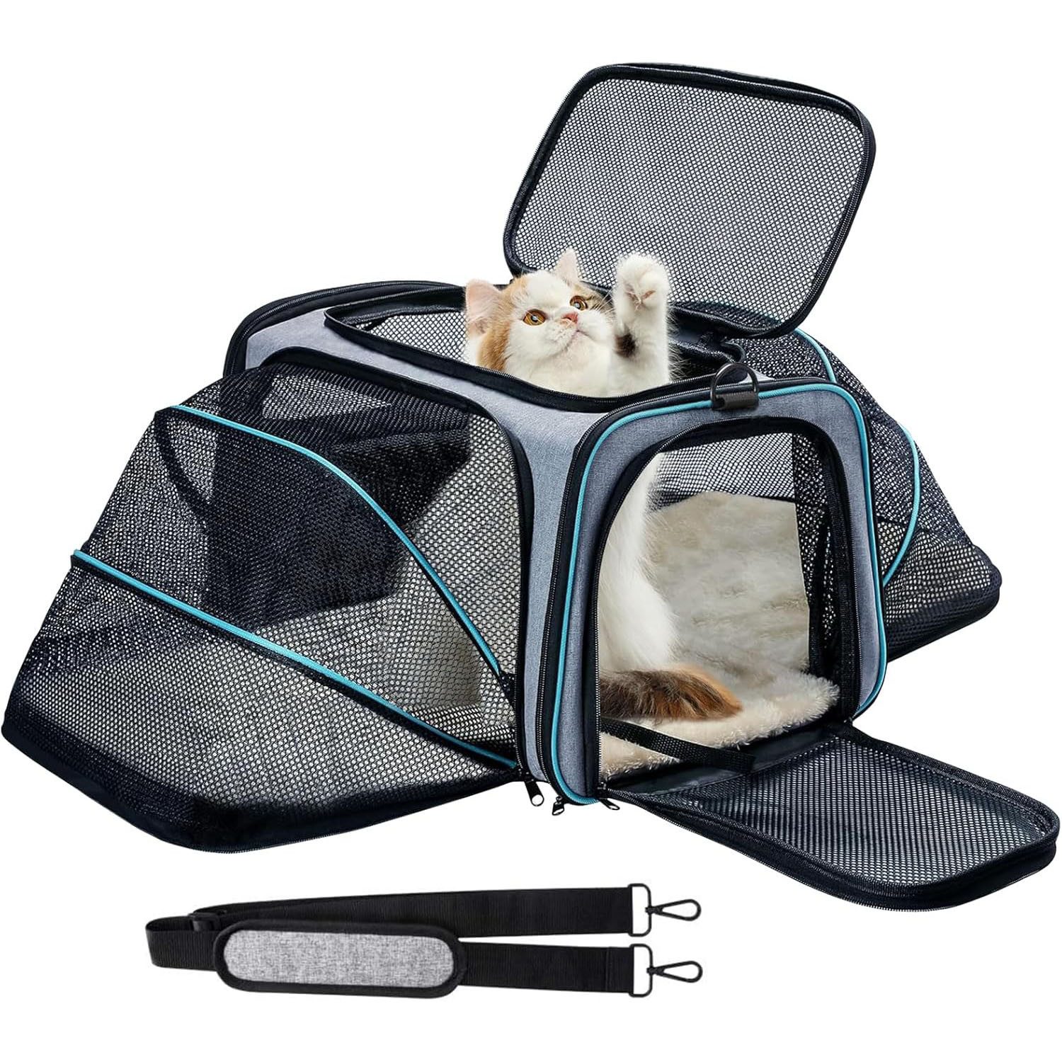 SURFOU Tiertransporttasche Katzenrucksack Katze Hund Cat Backpack mit Schultergurt, Rucksack Katzentransportbox Hundetransportbox Faltbare Haustier