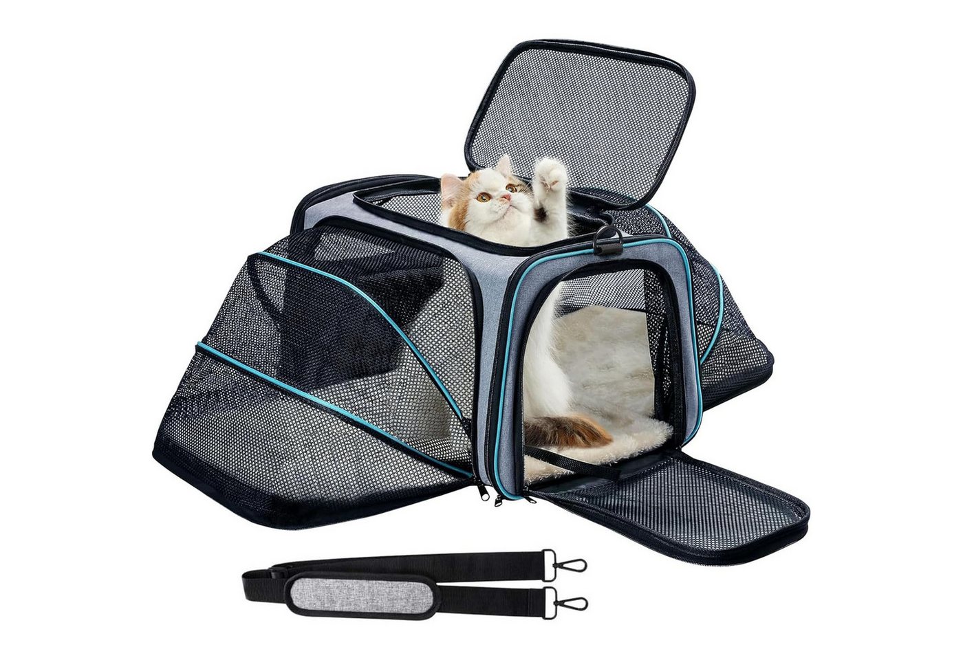 SURFOU Tiertransporttasche Katzenrucksack Katze Hund Cat Backpack mit Schultergurt, Rucksack Katzentransportbox Hundetransportbox Faltbare …