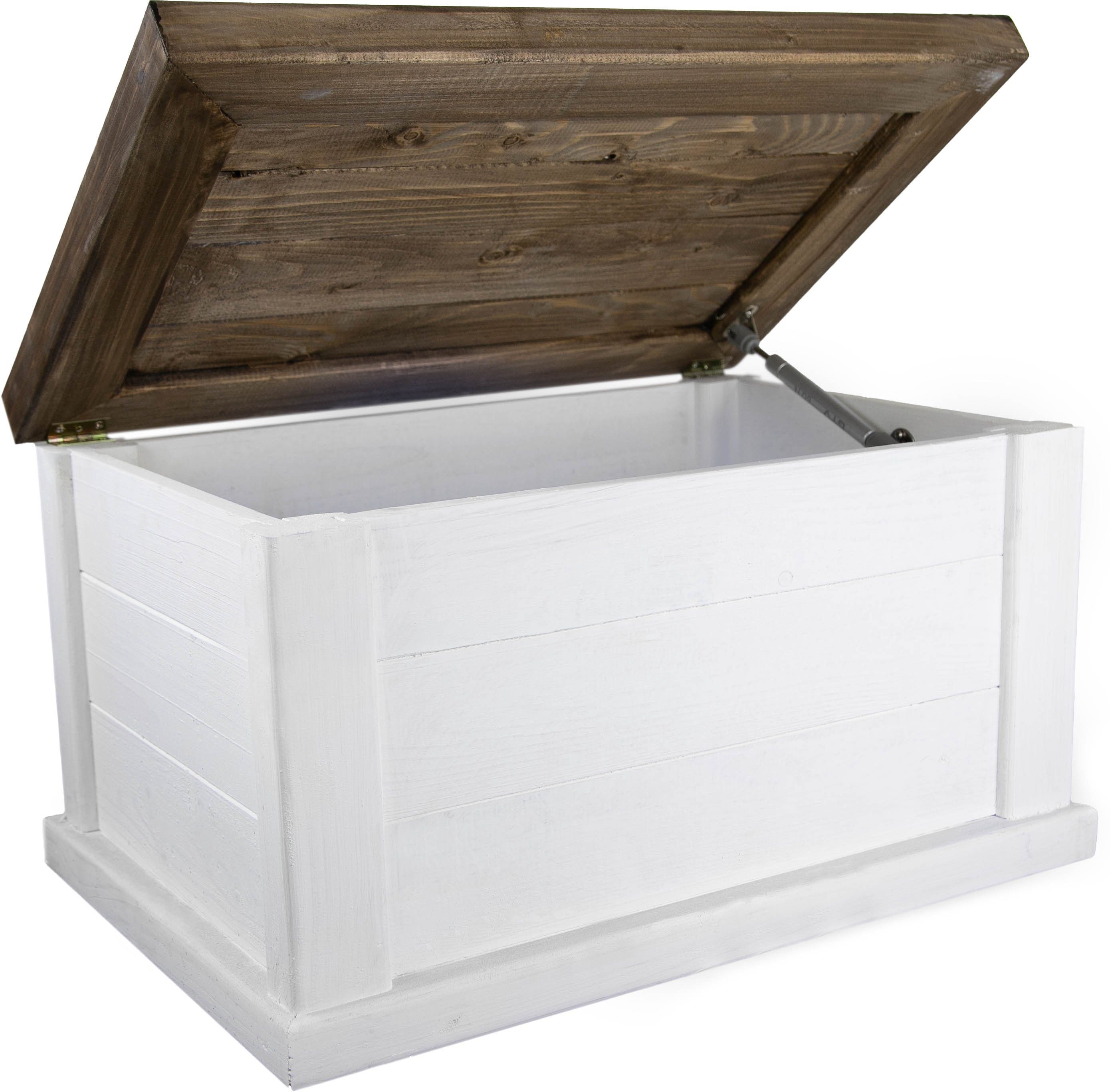 Kistenkolli Altes Land Allzweckkiste massive Holztruhe UK weiss braun mit Z günstig online kaufen