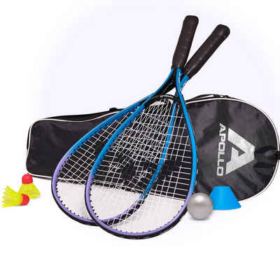 Apollo Speed-Badmintonschläger Badminton Ракетки Set Kinder Speed Pro, (Set, inkl. Tragetasche, Federbällen, Schaumball und Hütchen), inkl. Tragetasche, Federbällen, Schaumball und Hütchen