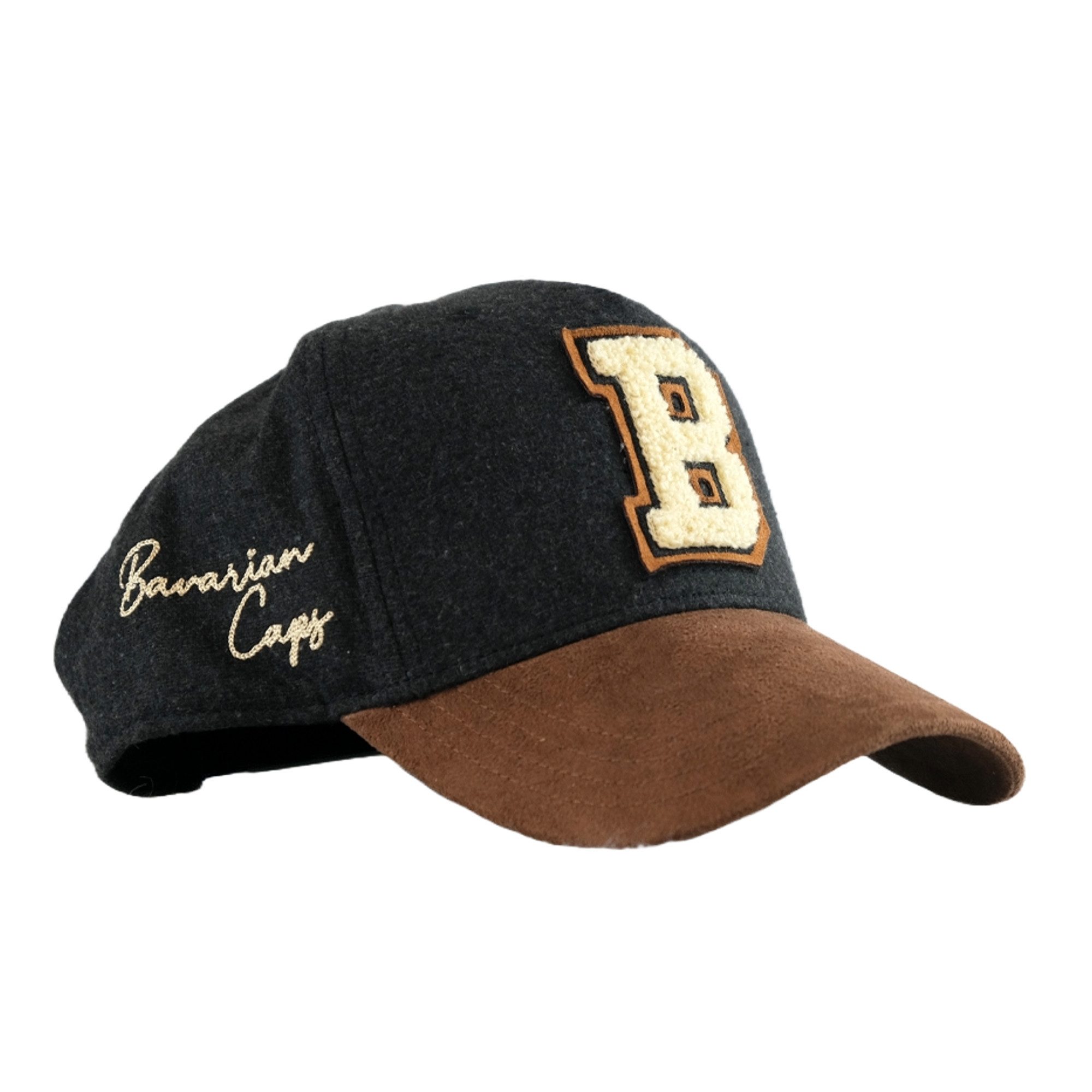 Bavarian Caps Baseball Cap Bavarian Caps "B" - dunkelgrau (Curved) (Basecap, Basecap) Kunstwildlederschirm