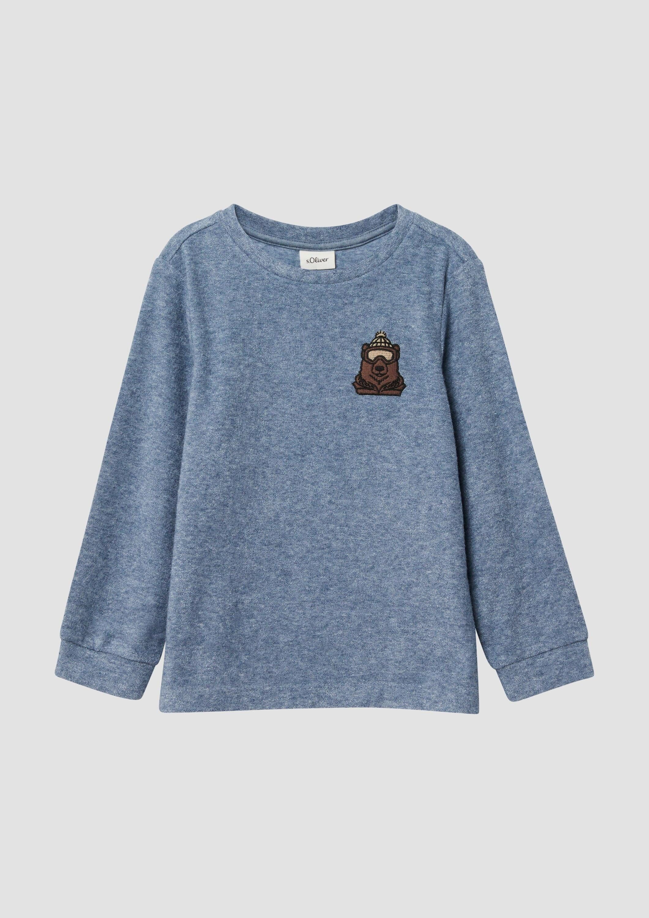 s.Oliver Langarmshirt T-Shirt Warmes Langarmshirt mit Struktur und Stickerei