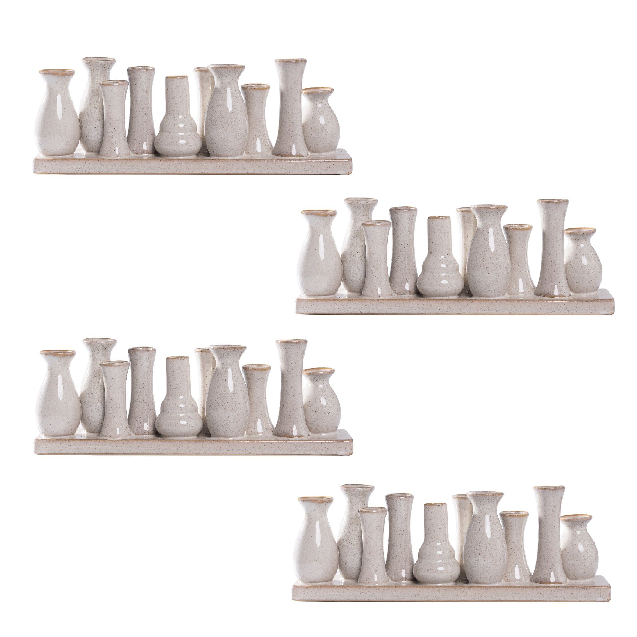 Jinfa Dekovase Jinfa Vasen auf festem Sockel, handgefertigte Blumenvasen, Antik-Weiß 4 Stück (20,29Euro/Stück)