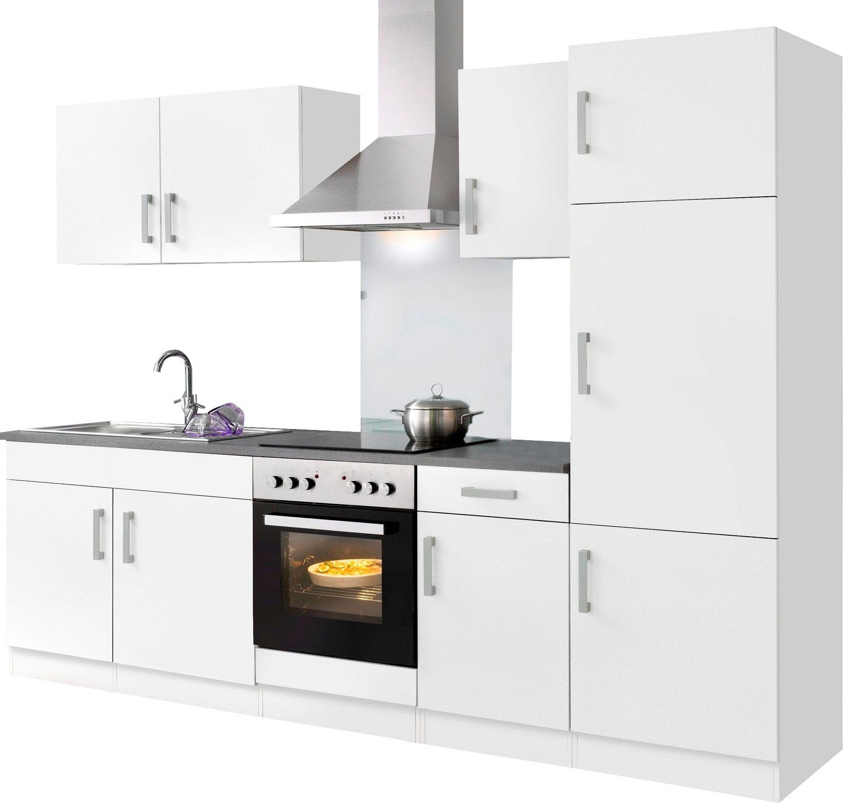 HELD MÖBEL Küchenzeile Toronto, weiß/anthrazit Breite E-Geräten, 270 cm mit