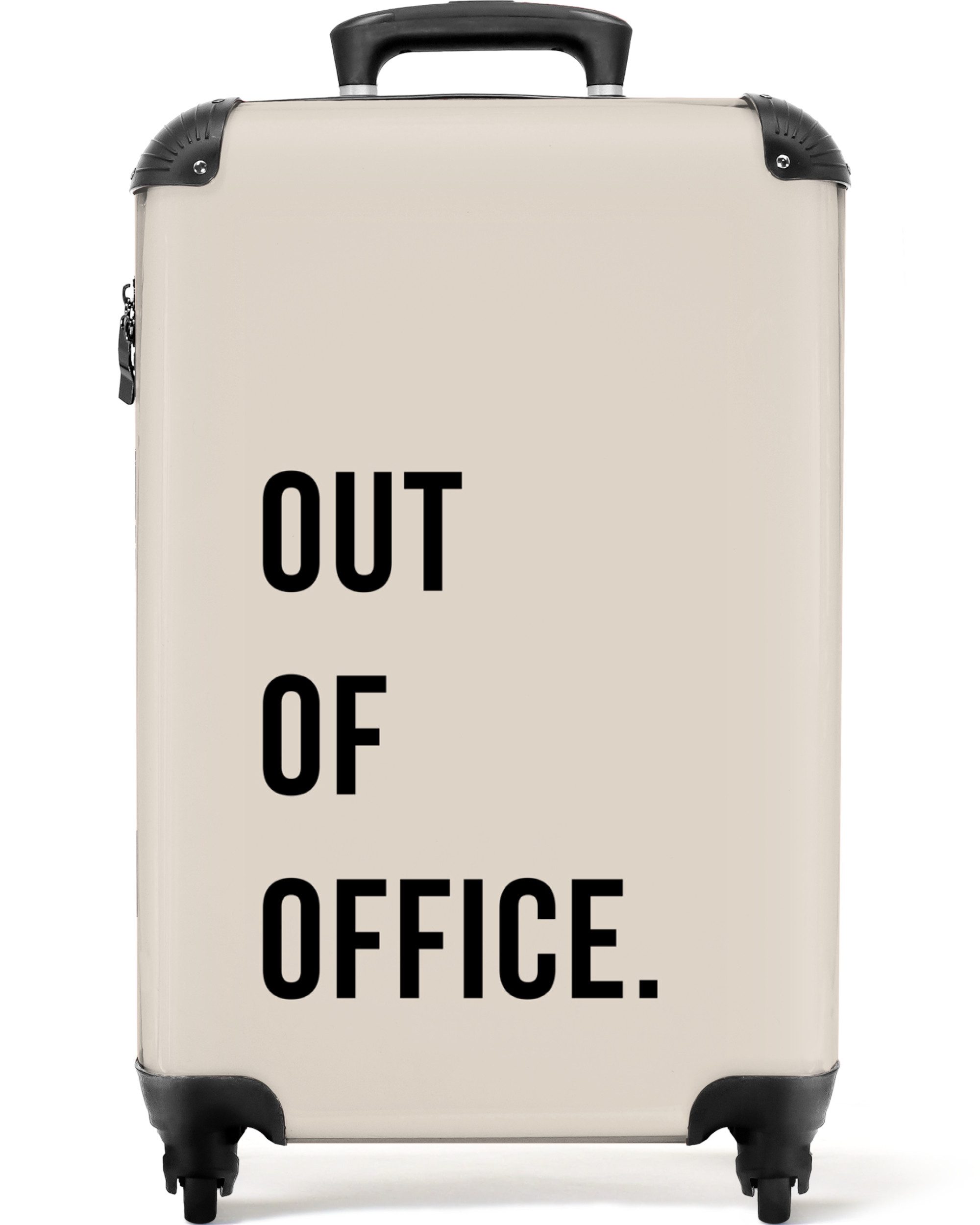 NoBoringSuitcases.com© Hartschalen-Trolley Zitate - Außer Haus - Beige 55x35x20cm, 4 Rollen, Reisetasche mit Rollen, Koffer Handgepäck Flugzeug