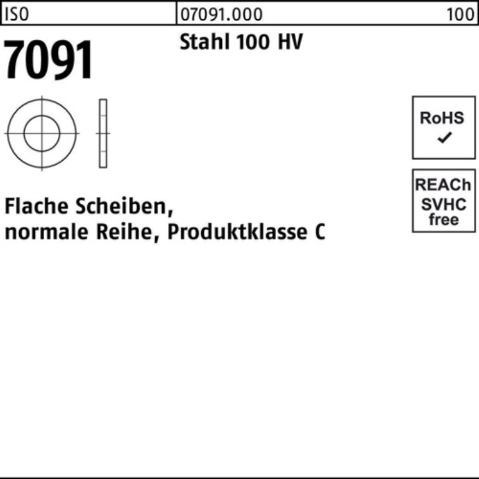 Reyher Unterlegscheibe 100er Pack Unterlegscheibe ISO 7091 10 Stahl 100 HV 100 Stück ISO 709