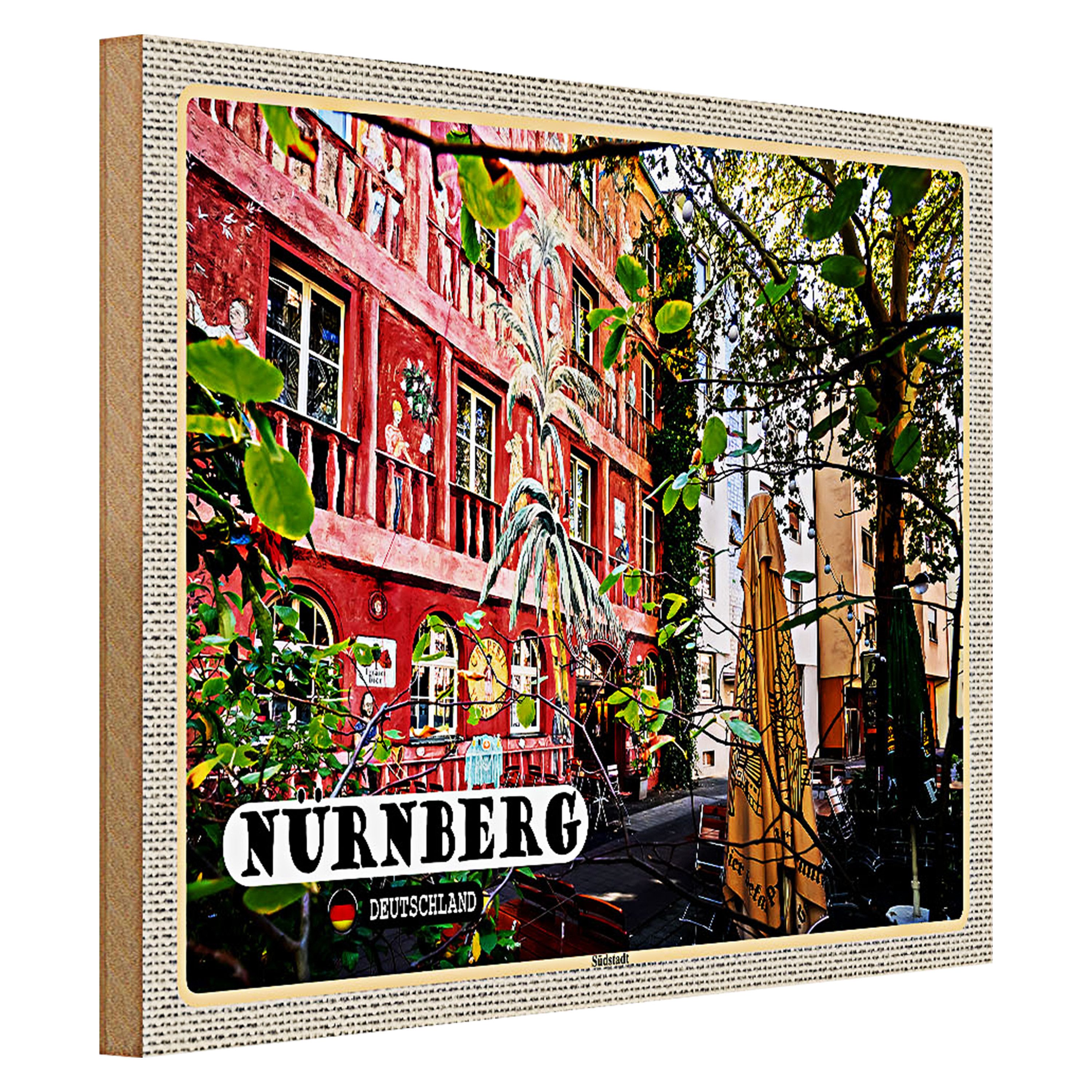 Roomando Holzbild Städte Nürnberg Südstadt Kunst Platz 40x30cm