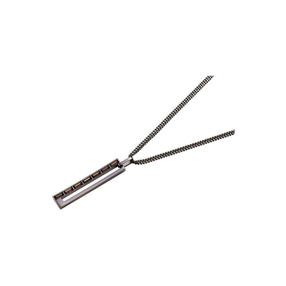 DKNY Collier Damen, aus Edelstahl, Schwarz, Kugelkette, Karabiner, 40cm lang, mit Anhänger