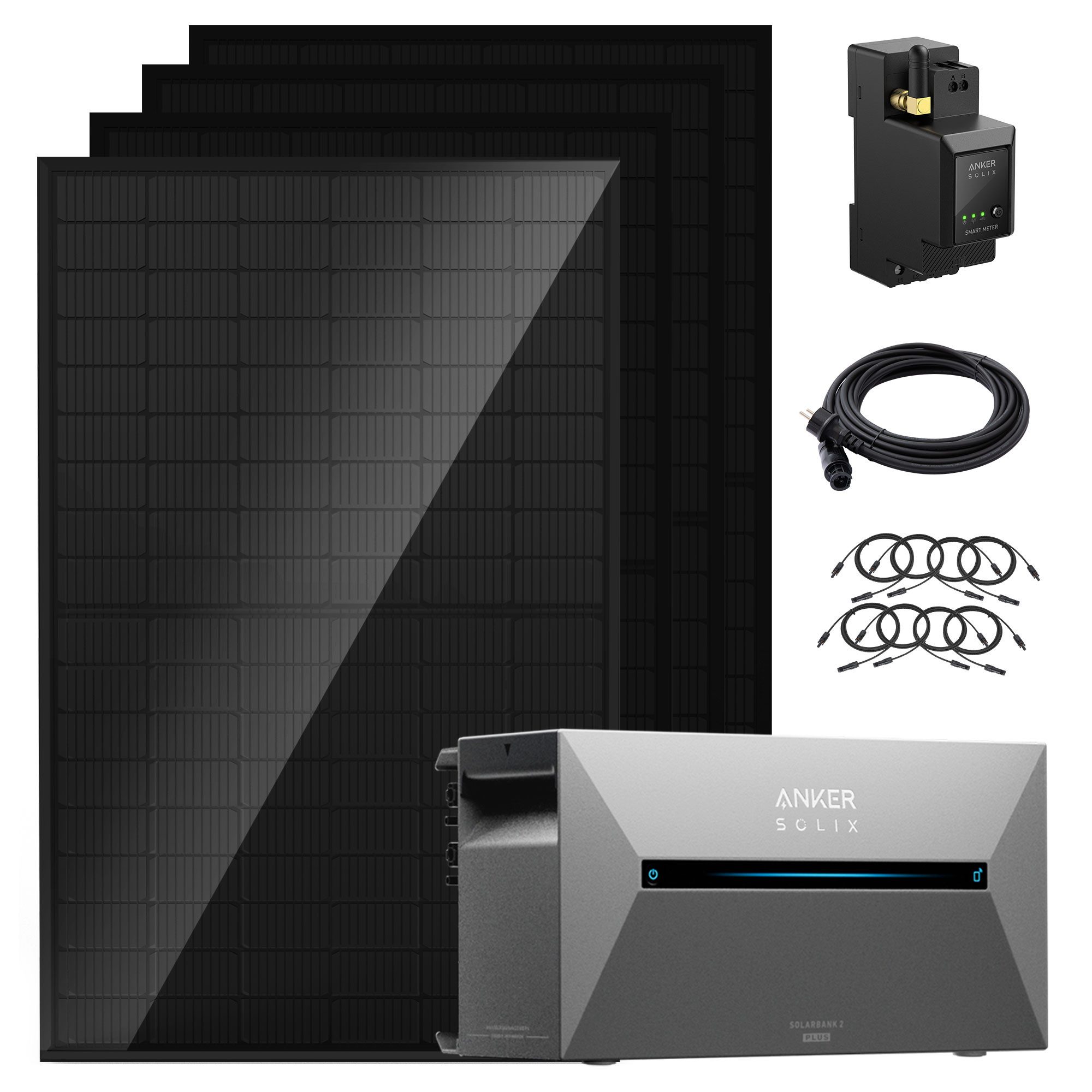 SolarMars Balkonkraftwerk 2000W mit Speicher Anker Solix Solarbank 2 E1600 Pro + BP2700 optional, 2000 W, 0% MwSt
