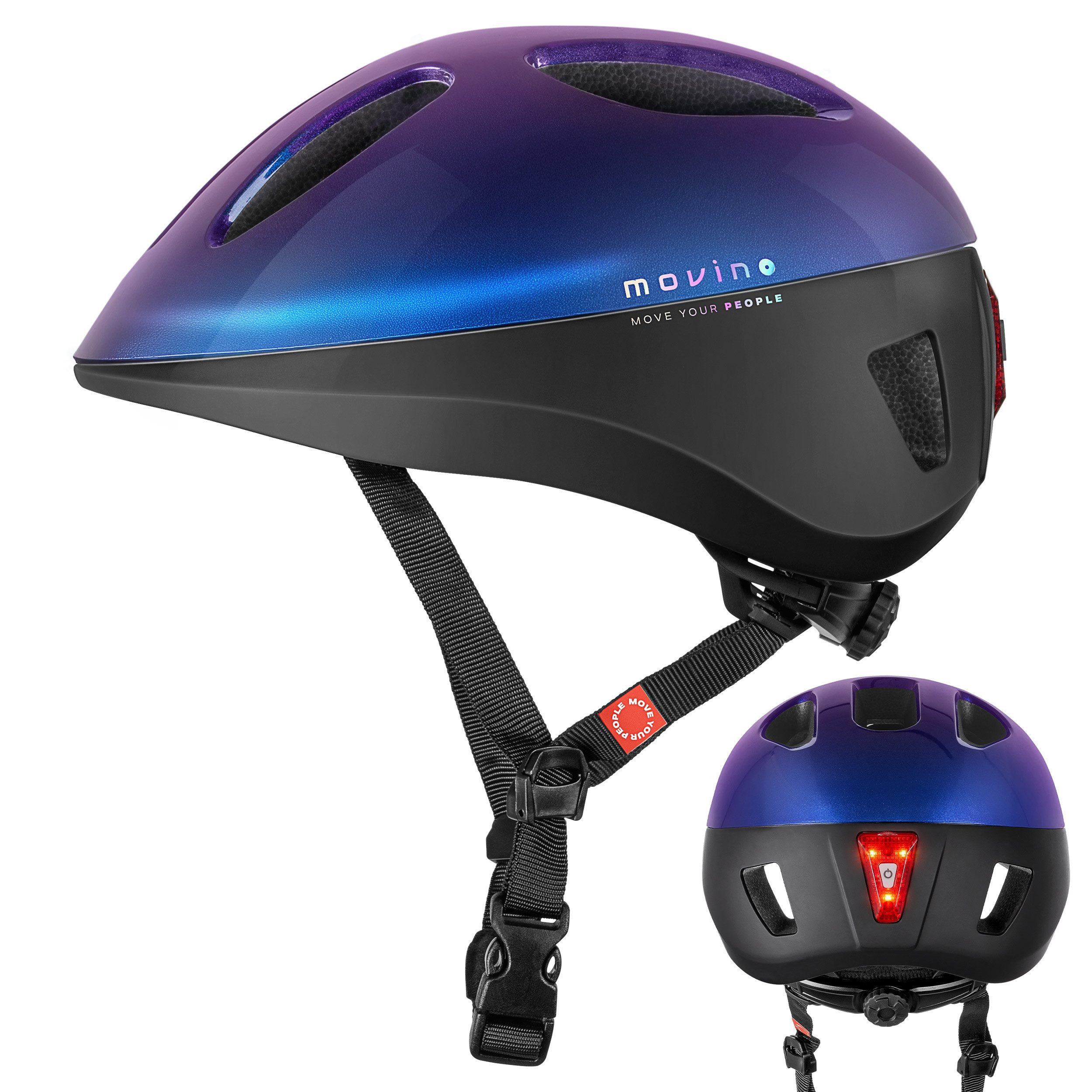 Movino Allroundhelm Leichter Helm ECLIPSE In-Mold LED Fahrrad Inliner Scooter