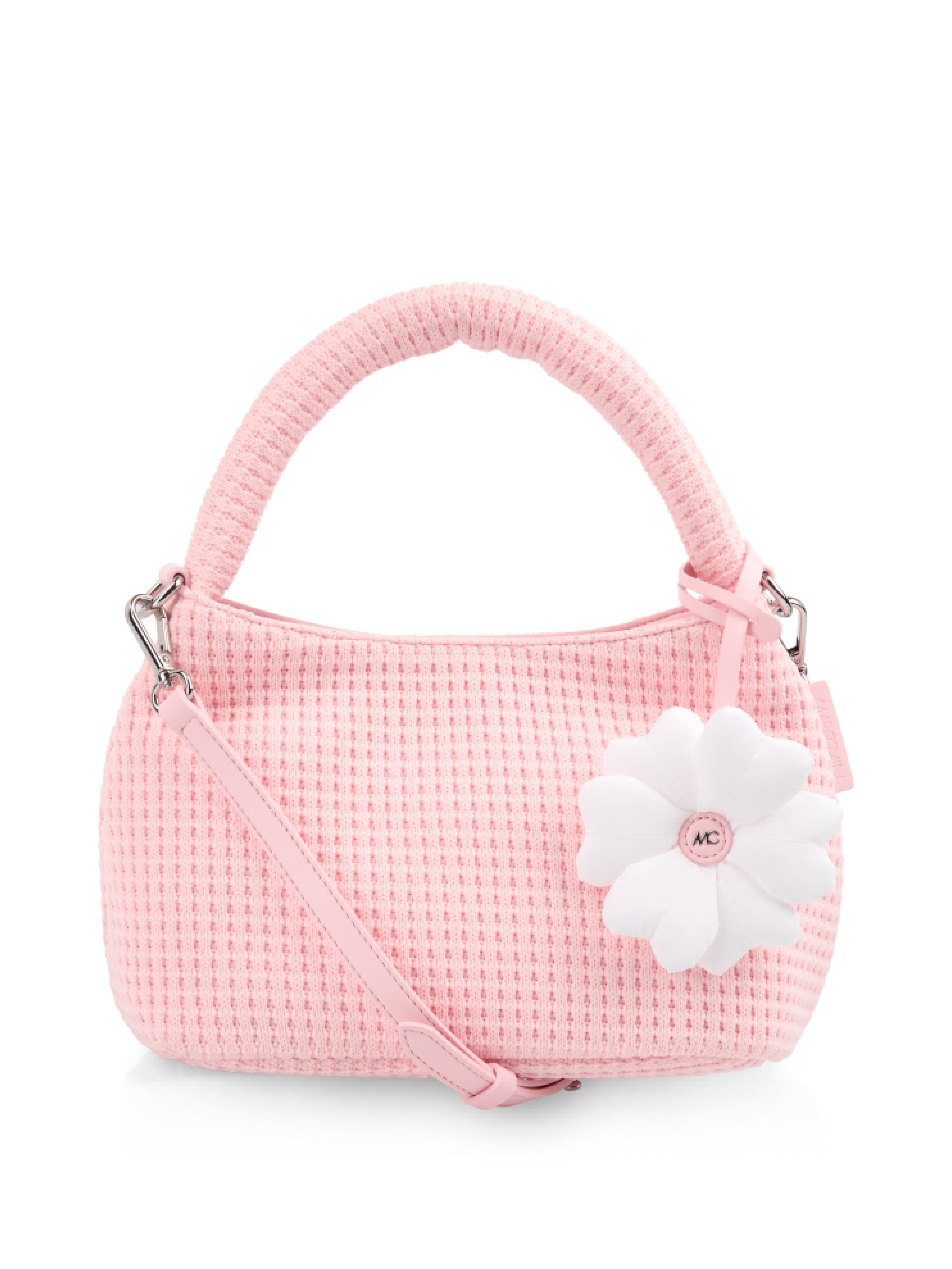 Marc Cain Henkeltasche, Damen Handtasche, Umhängetasche mit modischem Blumen-Anhänger