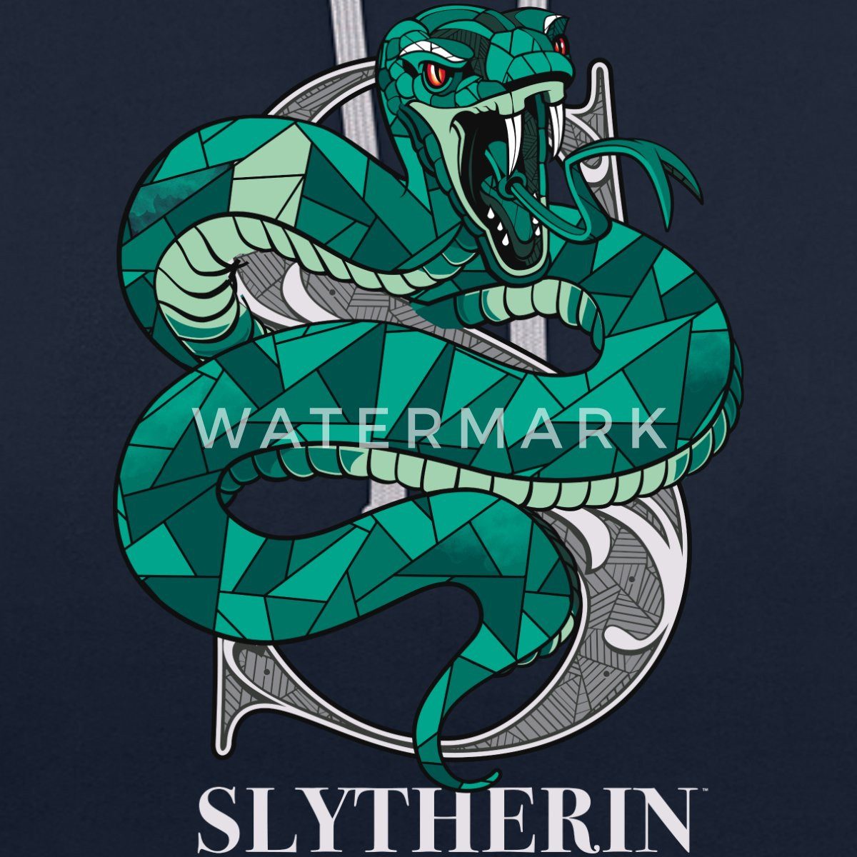 Spreadshirt Hoodie Harry Potter Slytherin Wappen Monochrom Unisex Kontrast Hoodie (1-tlg)