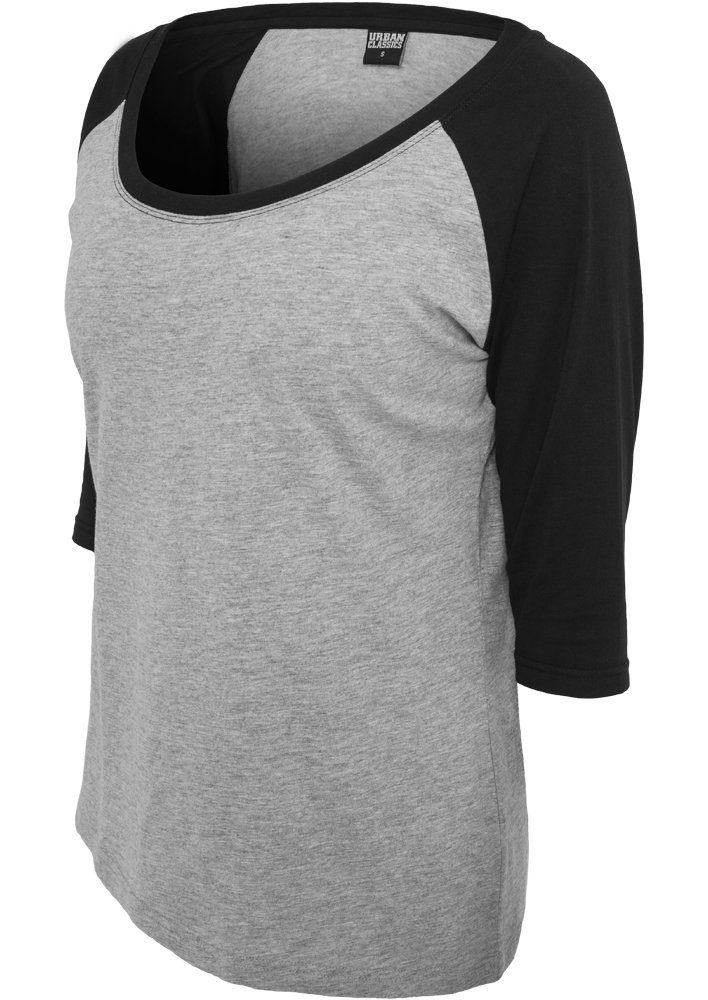 Raglan grey/black 3/4 Kurzarmshirt CLASSICS URBAN (1-tlg) Damen Tee Contrast Ladies