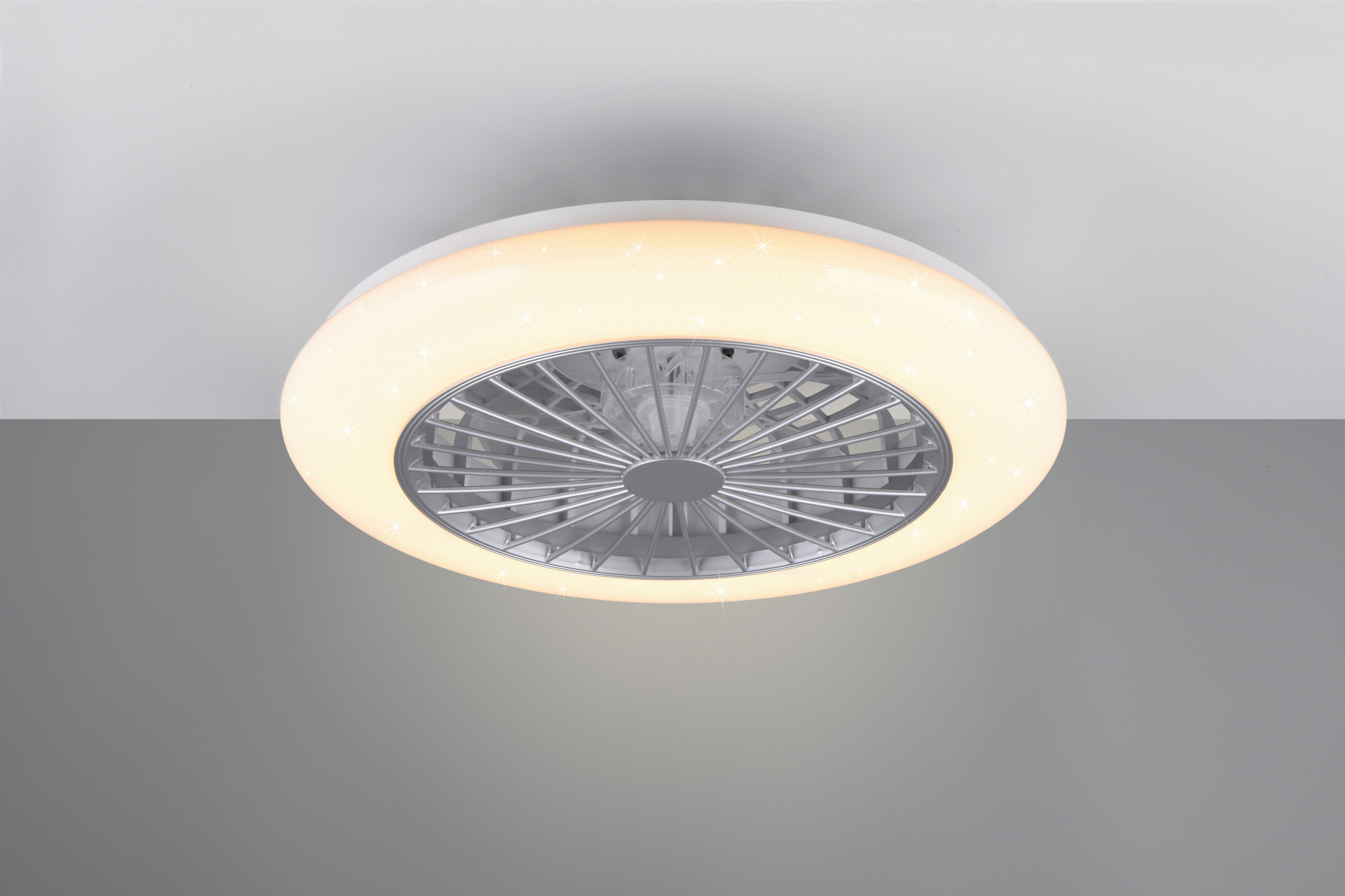 Reality Leuchten LED Deckenleuchte Stralsund Deckenventilator, CCT - über Fernbedienung, Dimmfunktion, Memoryfunktion, Nachtlichtfunktion, Timerfunktion, Ventilatorfunktion, LED fest integriert, warmweiß - kaltweiß, Deckenlampe, Ventilator, Fernbedienung, Ventilator getrennt schaltbar