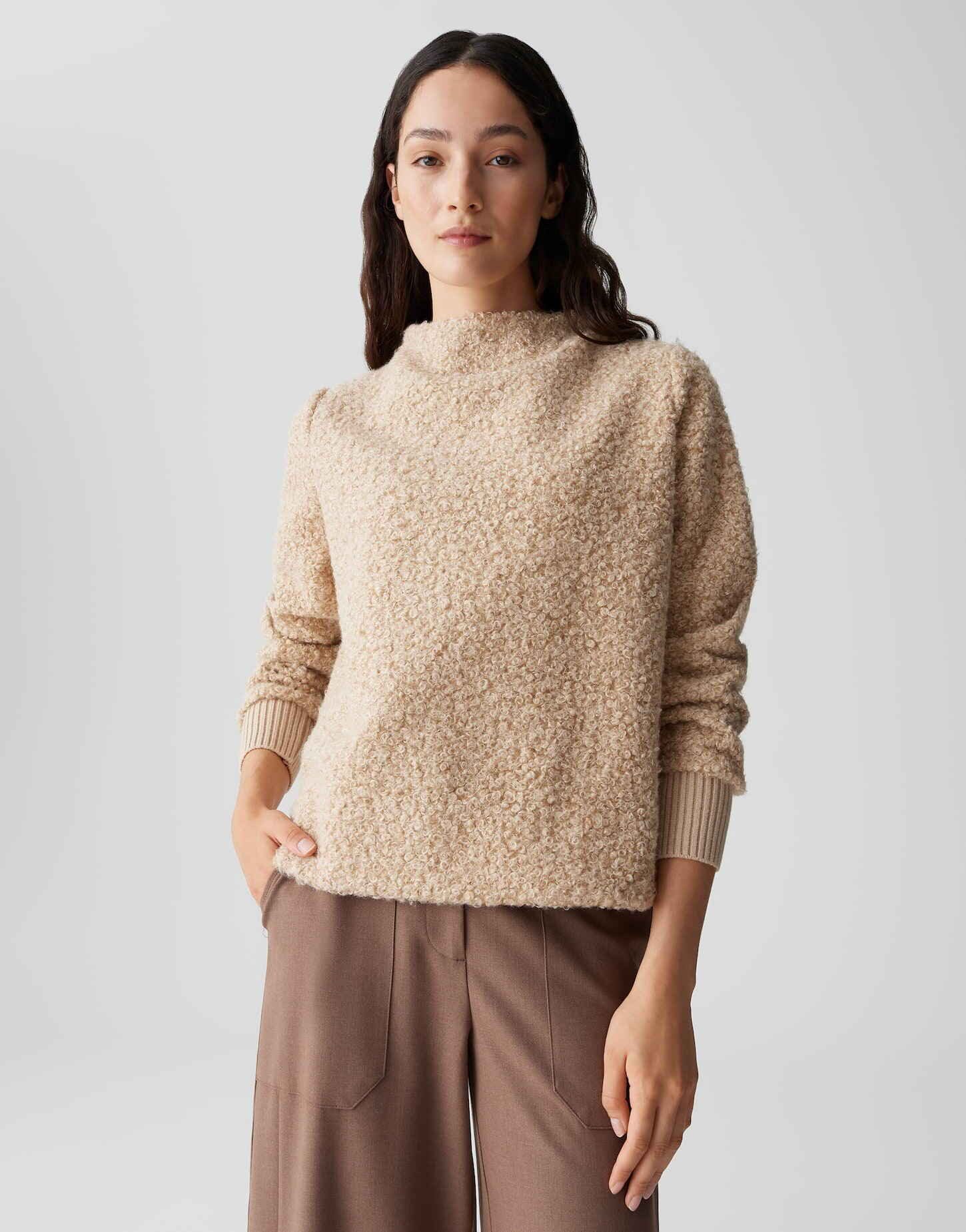 OPUS Sweatshirt GOBANO Regular Fit in Bouclé Optik lockere Passform, weicher Griff, elastischer Stoff