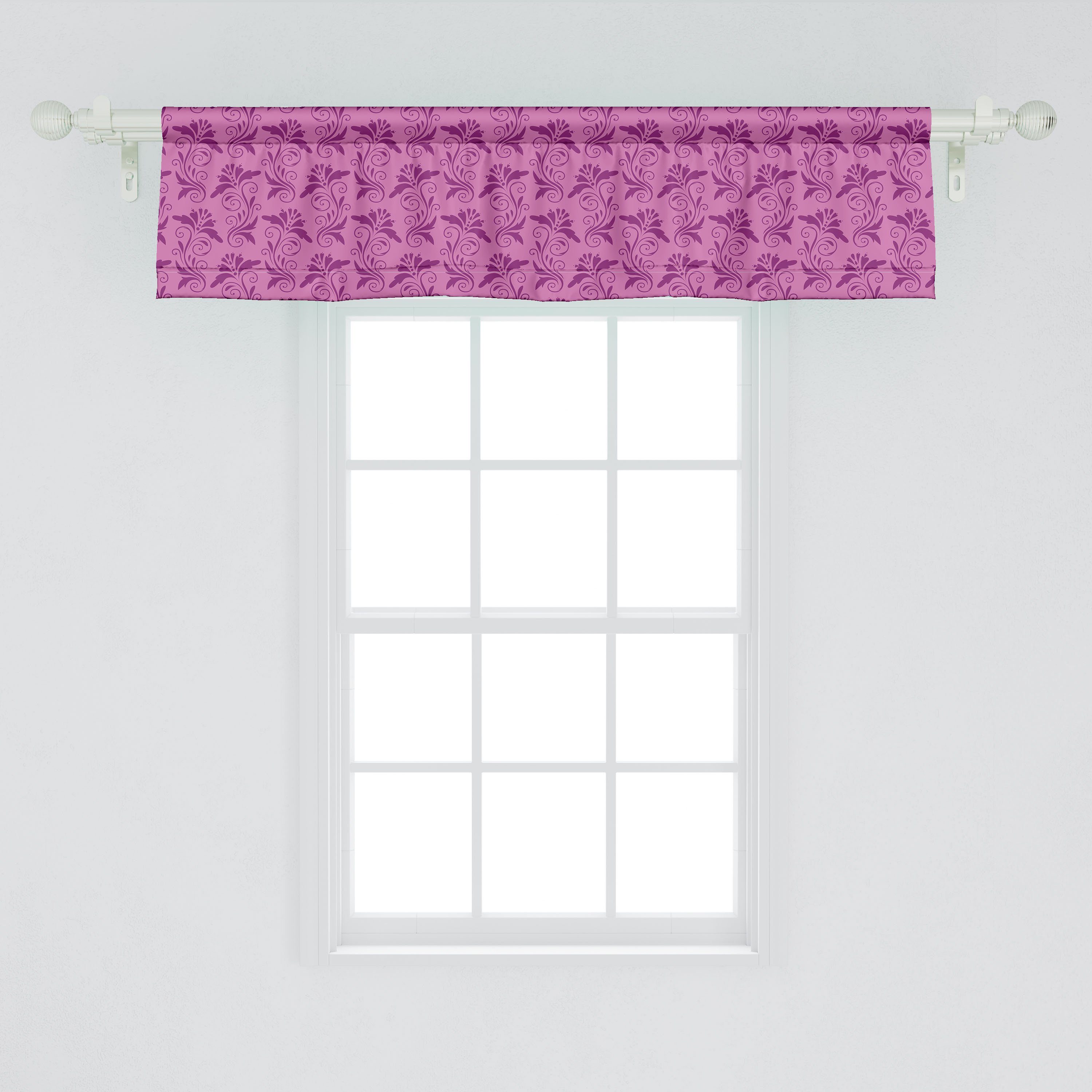 Scheibengardine Vorhang Volant Monochrome Microfaser, Schlafzimmer für Blumenkunst Dekor Stangentasche, Damast mit Abakuhaus, Küche Kurvige