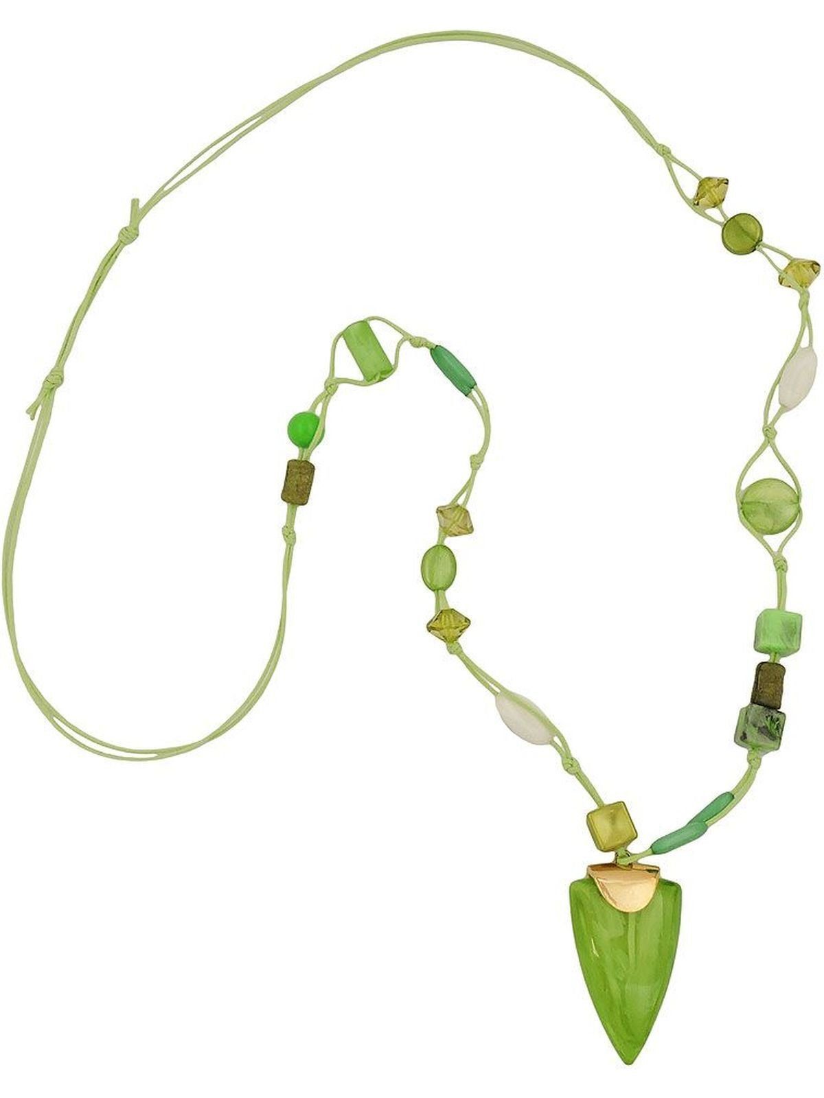 Gallay Perlenkette Kette Dreieck mit Schluppe hellgrün (1-tlg)