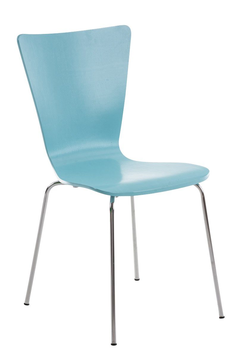 TPFLiving Besucherstuhl Jaron mit ergonomisch geformter Sitzfläche - Konferenzstuhl (Besprechungsstuhl - Warteraumstuhl - Messestuhl), Gestell: Metall chrom - Sitzfläche: Holz hellblau