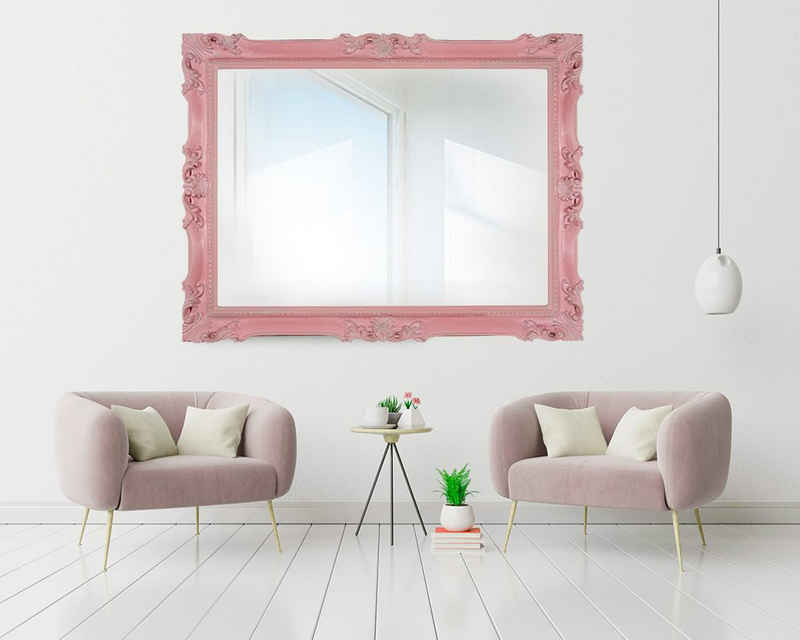 ASR Rahmendesign Barockspiegel Modell Maisie (Designer Spiegel im Vintage Stil, modern, rosa), Größe außen: 62cm x 82cm x 5,5 cm