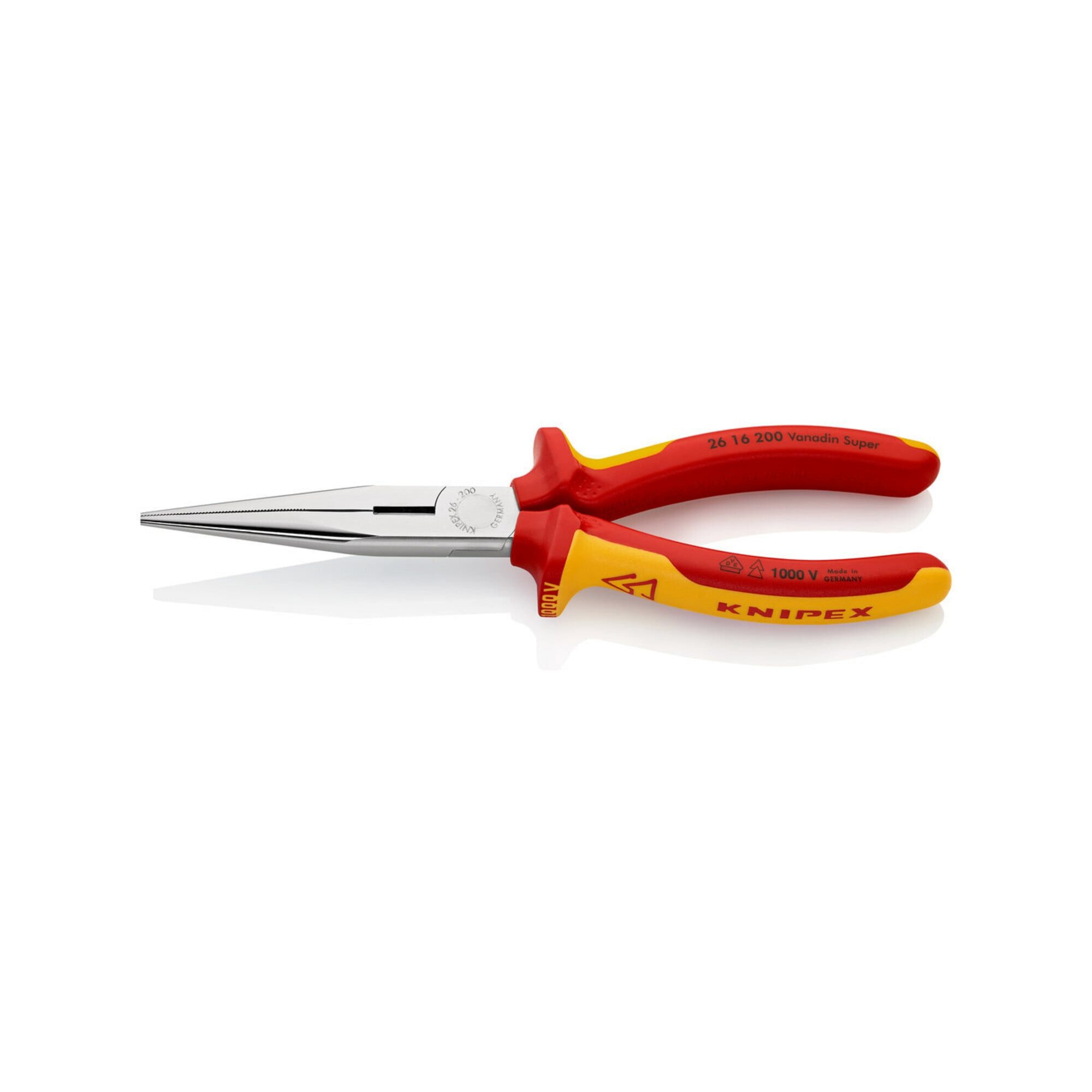 Knipex Flachzange KNIPEX 26 16 200 Flachrundzange mit Schneide (Storchschnabelzange) iso