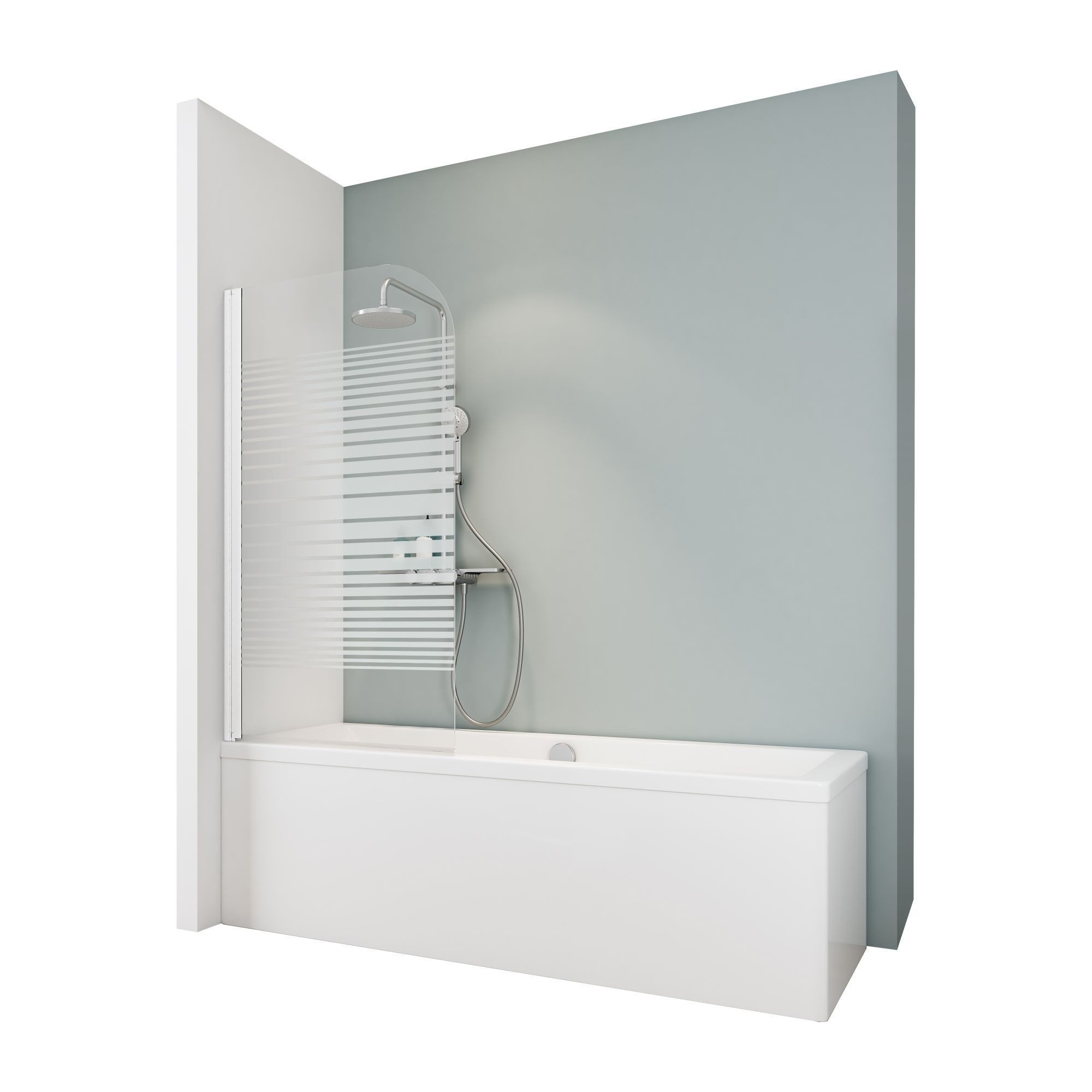 Schulte Badewannenfaltwand 80 x 140 cm ESG, Glas, (1 tlg), pendelbar Dekor Querstreifen Duschwand für Badewanne