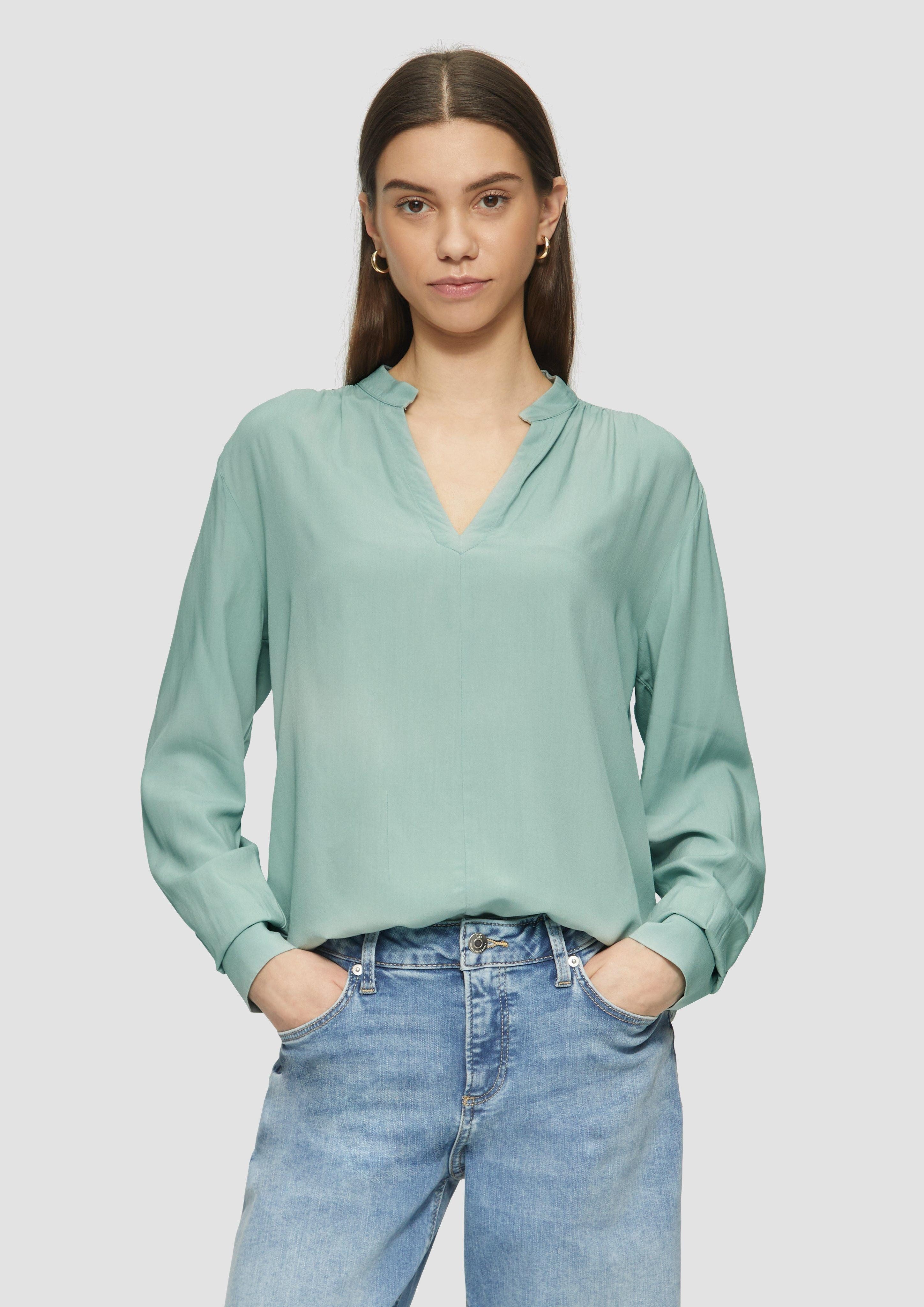 QS Langarmbluse Viskosebluse mit Smok-Detail an günstig online kaufen