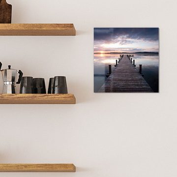 DEQORI Magnettafel 'Steg bei Sonnenuntergang', Whiteboard Pinnwand beschreibbar