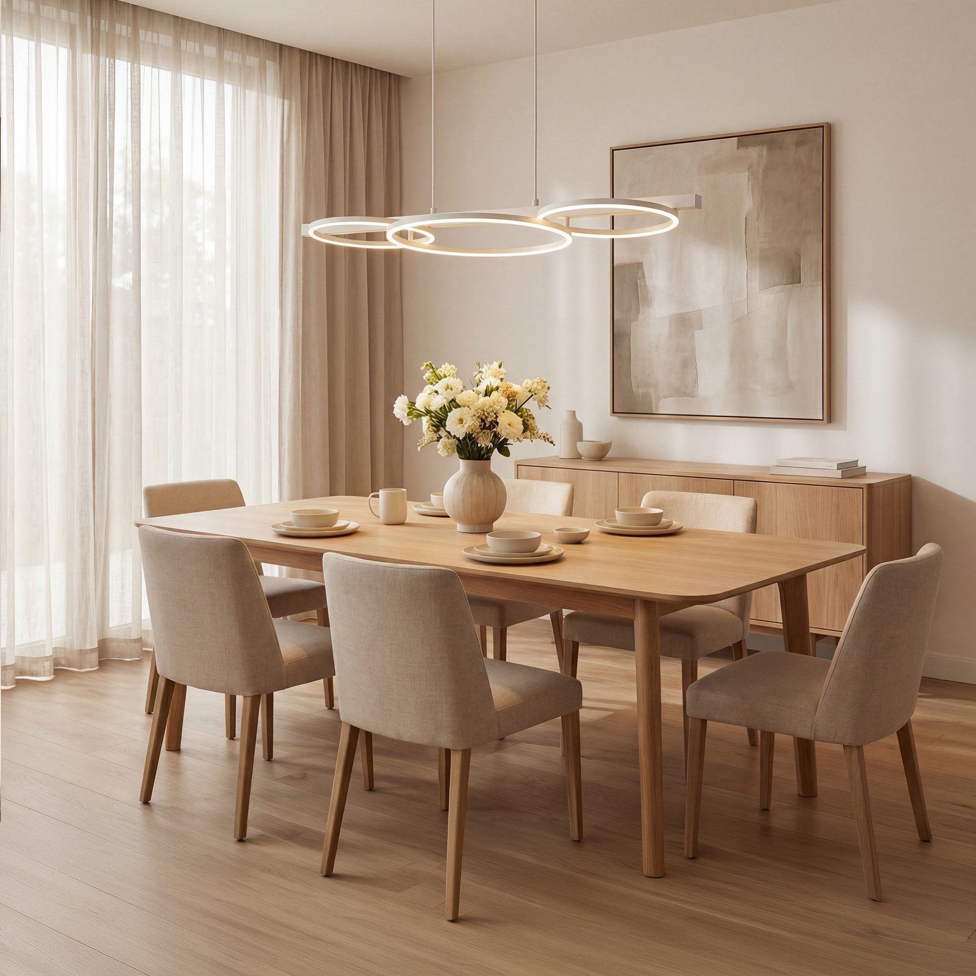 Liadomo LED Pendelleuchte Sintra, 3-flammig dimmbar, Hängelampe für Esszimmer, Wohnzimmer, Weiß, 3-Stufen-Dimmer, LED fest integriert, Warmweiß, moderne Hängelampe für Esstische, Küche, 100 cm, aus weißem Metall