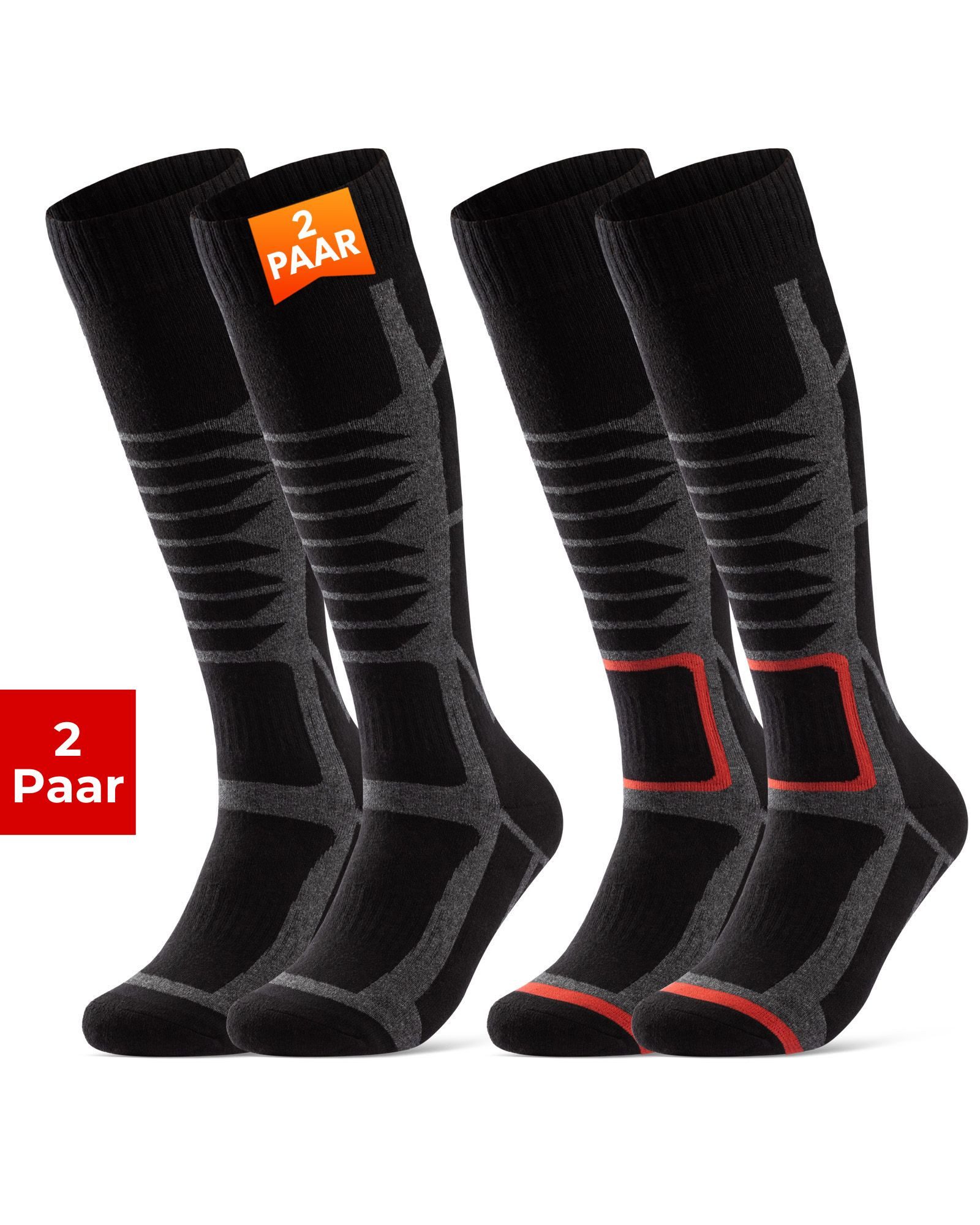sockenkauf24 Skisocken Ski Strümpfe Herren & Damen Ski Socken lang Atmungsaktiv (2-Paar)