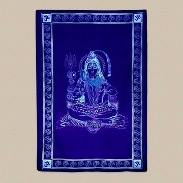 Wandteppich Tuch Shiva Tagesdecke Wandbehang Deko UV Schwarzlicht ca. 200x135 cm, KUNST UND MAGIE