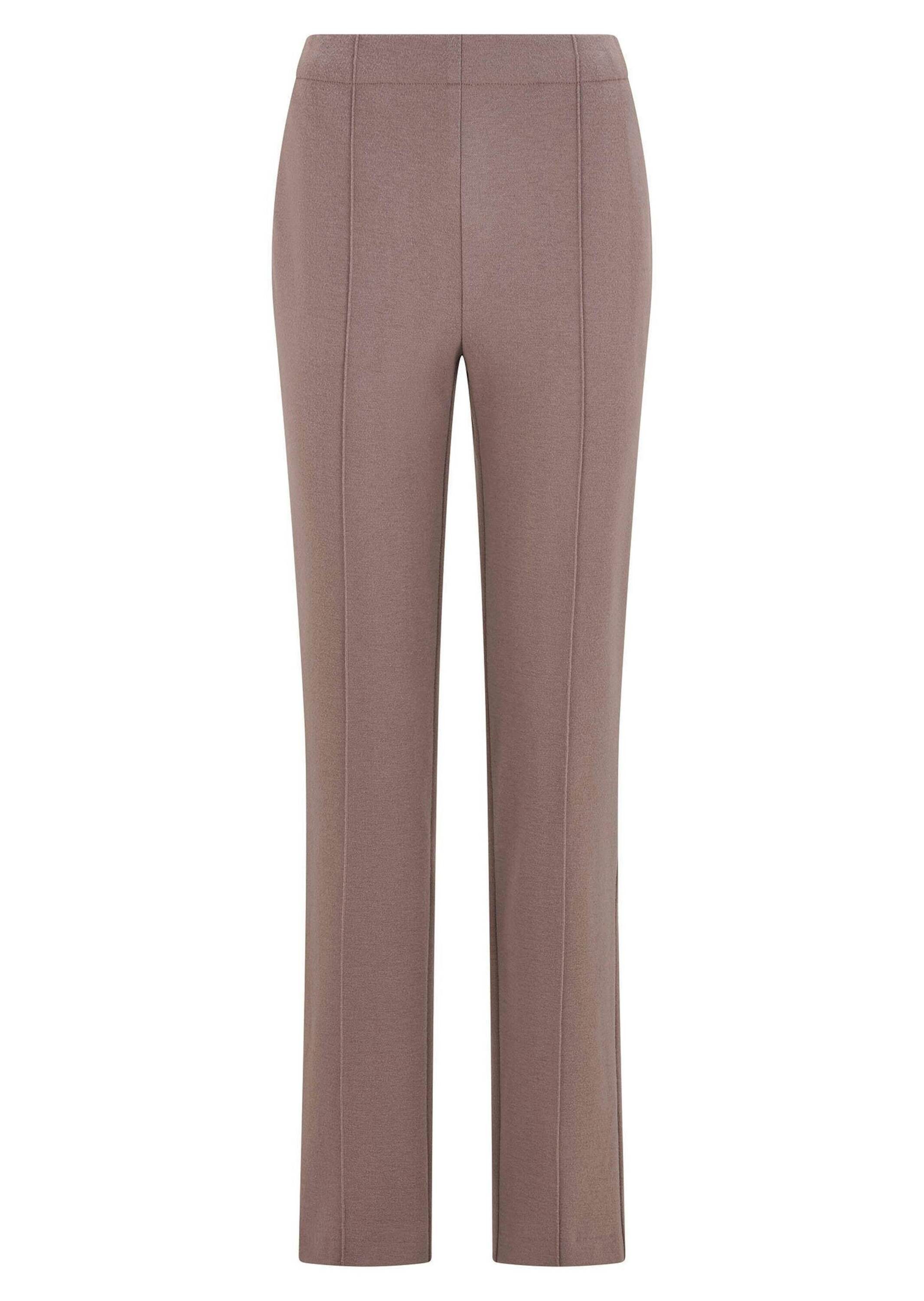 GOLDNER Schlupfhose Jerseyhose CARLA aus Flanell Gerade Hose mit Schlupfbund, Taschen und Biesen