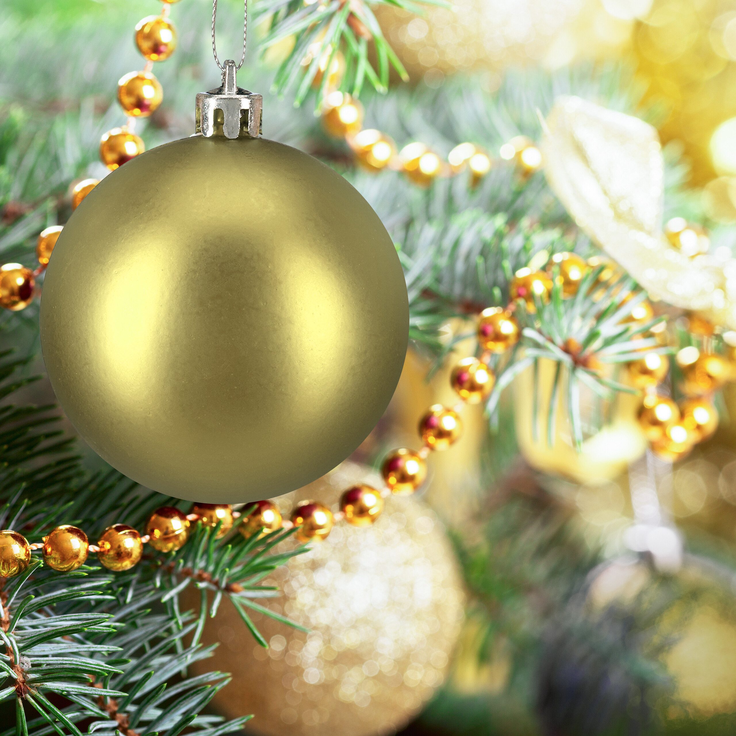 relaxdays Weihnachtsbaumkugel Weihnachtskugeln 138er Set, gold