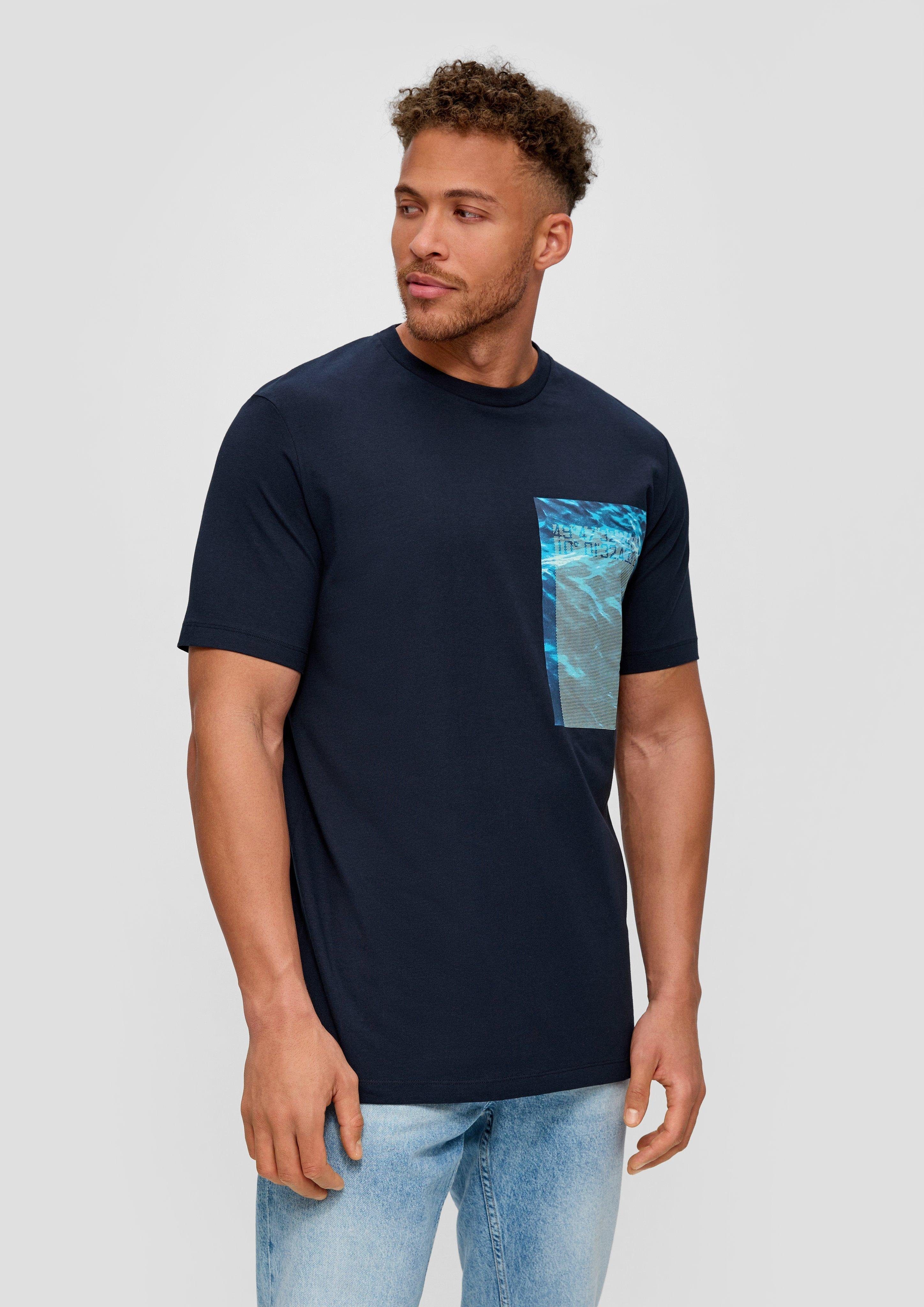 s.Oliver Kurzarmshirt T-Shirt aus Baumwollstretch navy