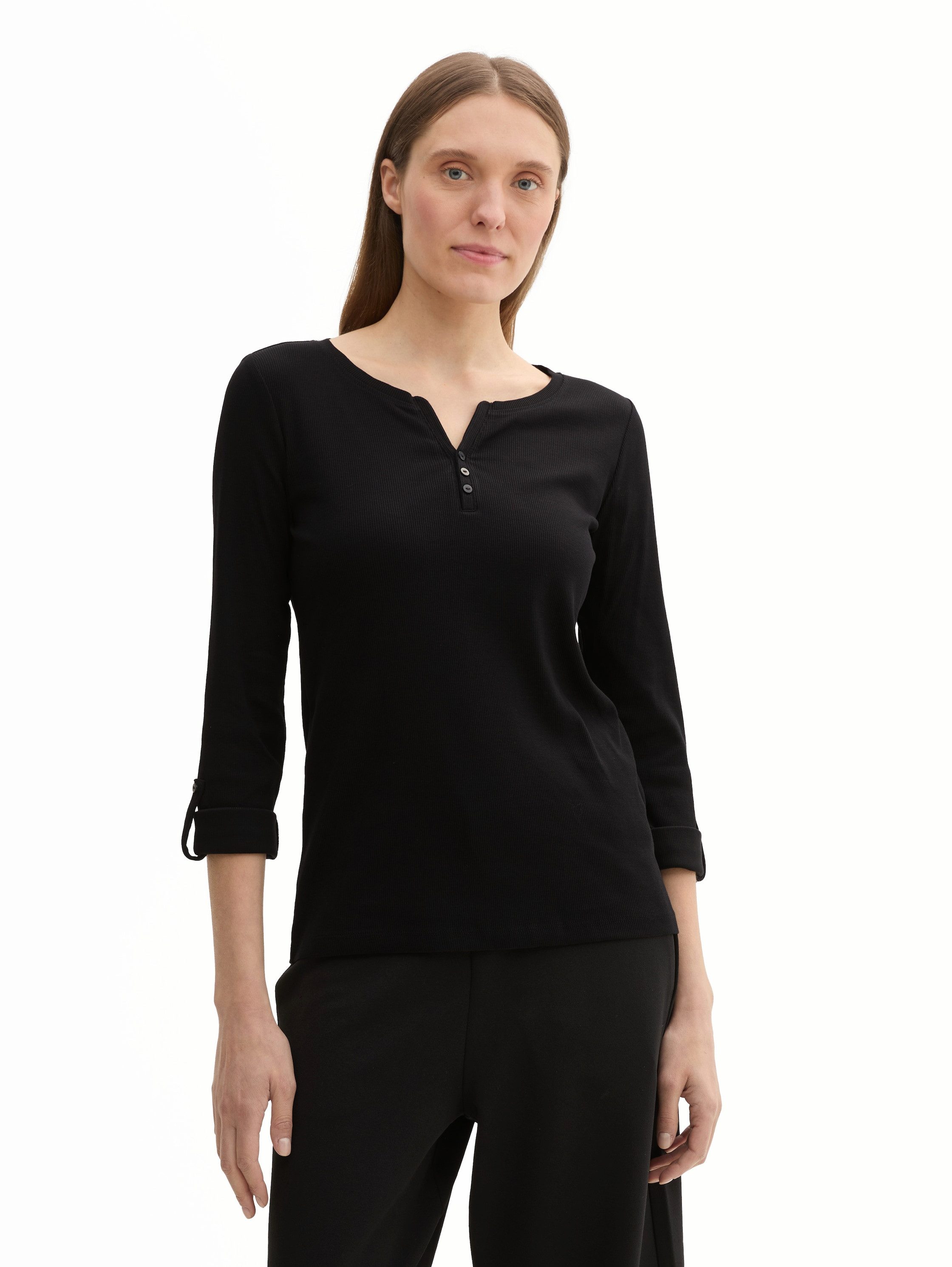 TOM TAILOR Henleyshirt mit Turn-Up-Arm günstig online kaufen