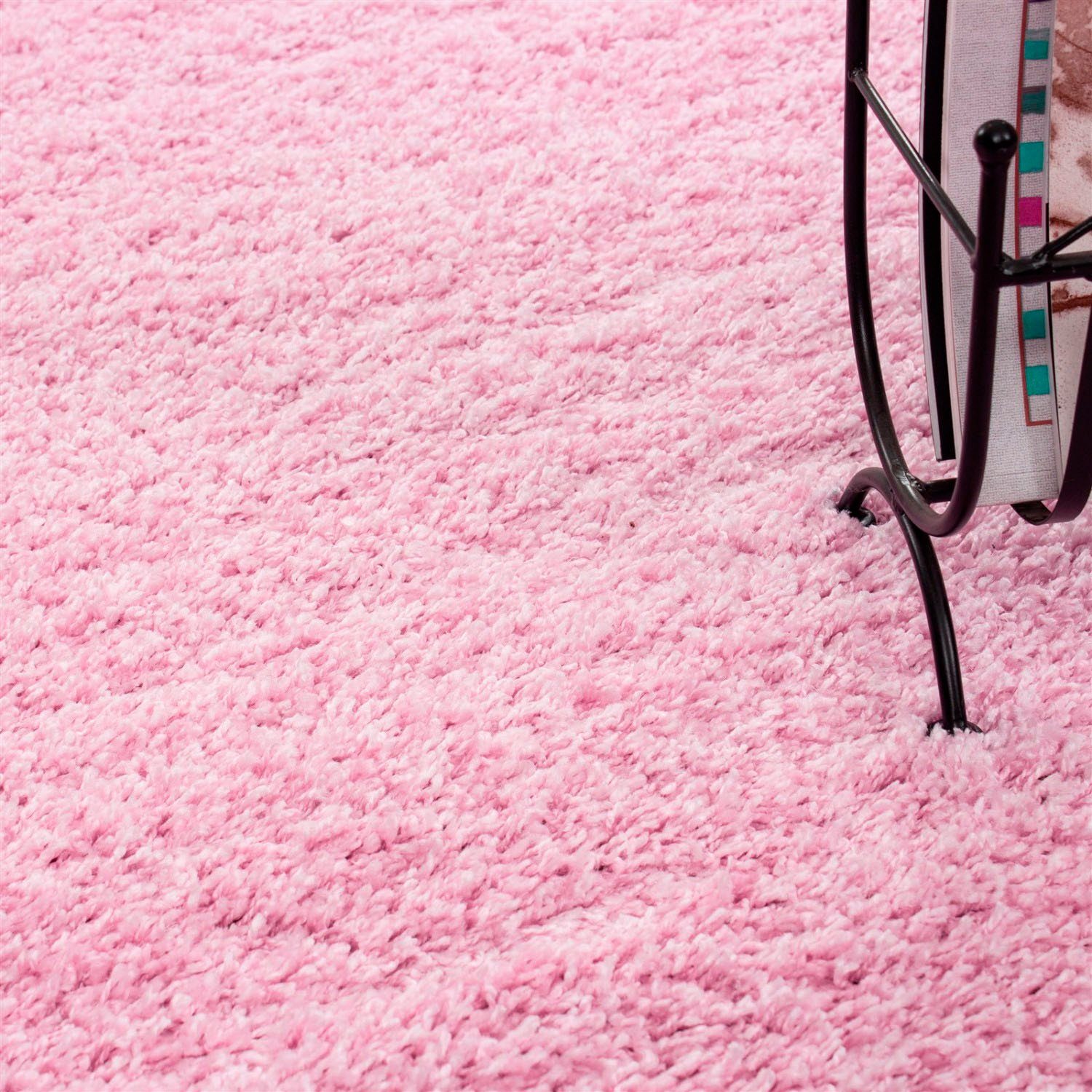 Hochflor-Teppich Life Teppiche, rechteckig, Höhe: rund und pink 30 als Läufer in Shaggy Langflor, große mm, Farbauswahl, uni, robust, auch 1500, Ayyildiz
