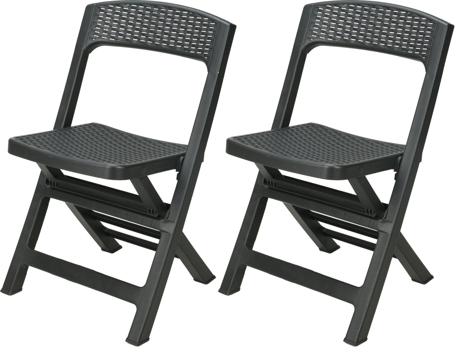 Progarden Klappstuhl Balkonstuhl Terrassenstuhl Anthrazit Kunststoff 2 er S günstig online kaufen