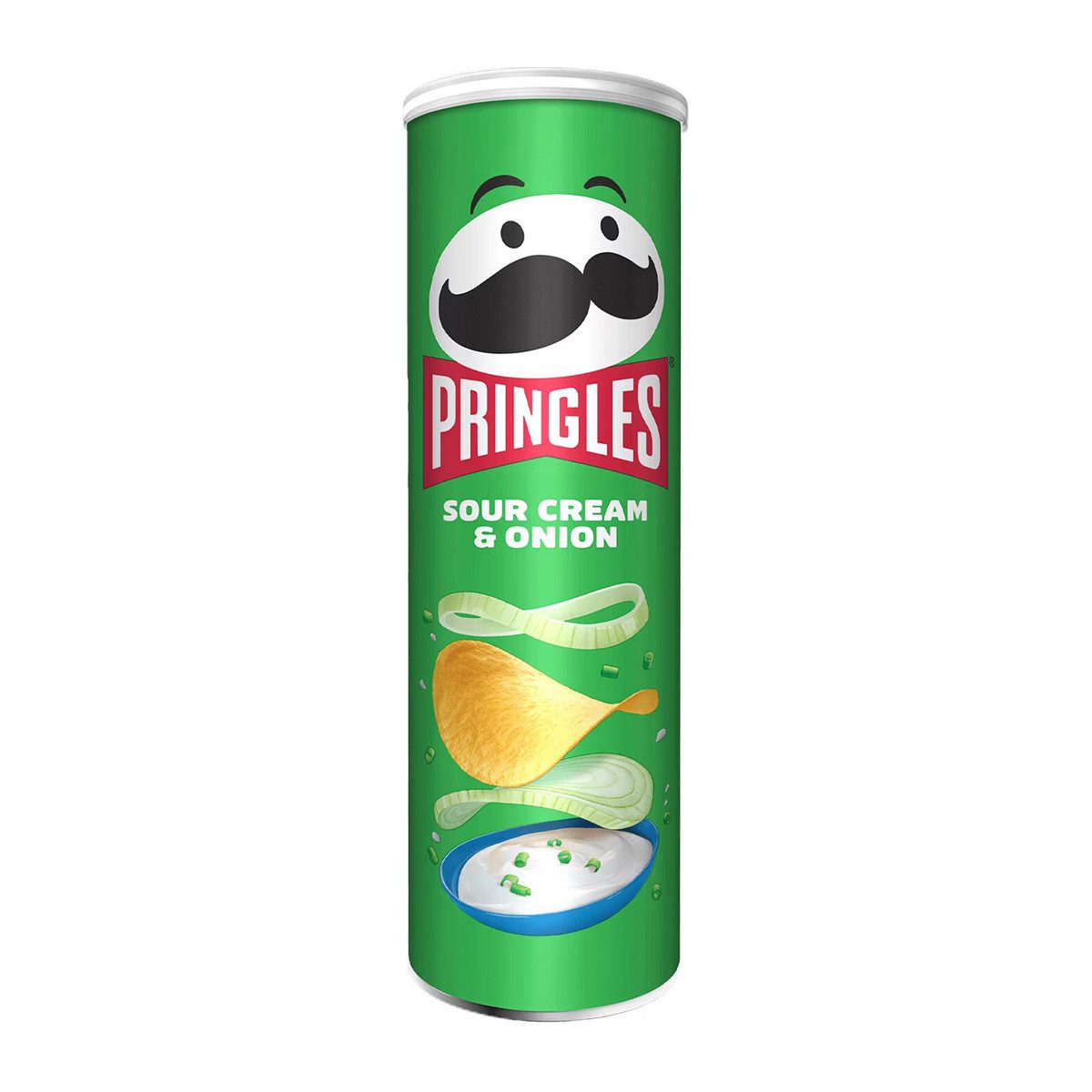 Pringles Knabberei, Pringles Sour Cream Onion Stapelchips mit Sauerrahm und Zwiebeln 165g