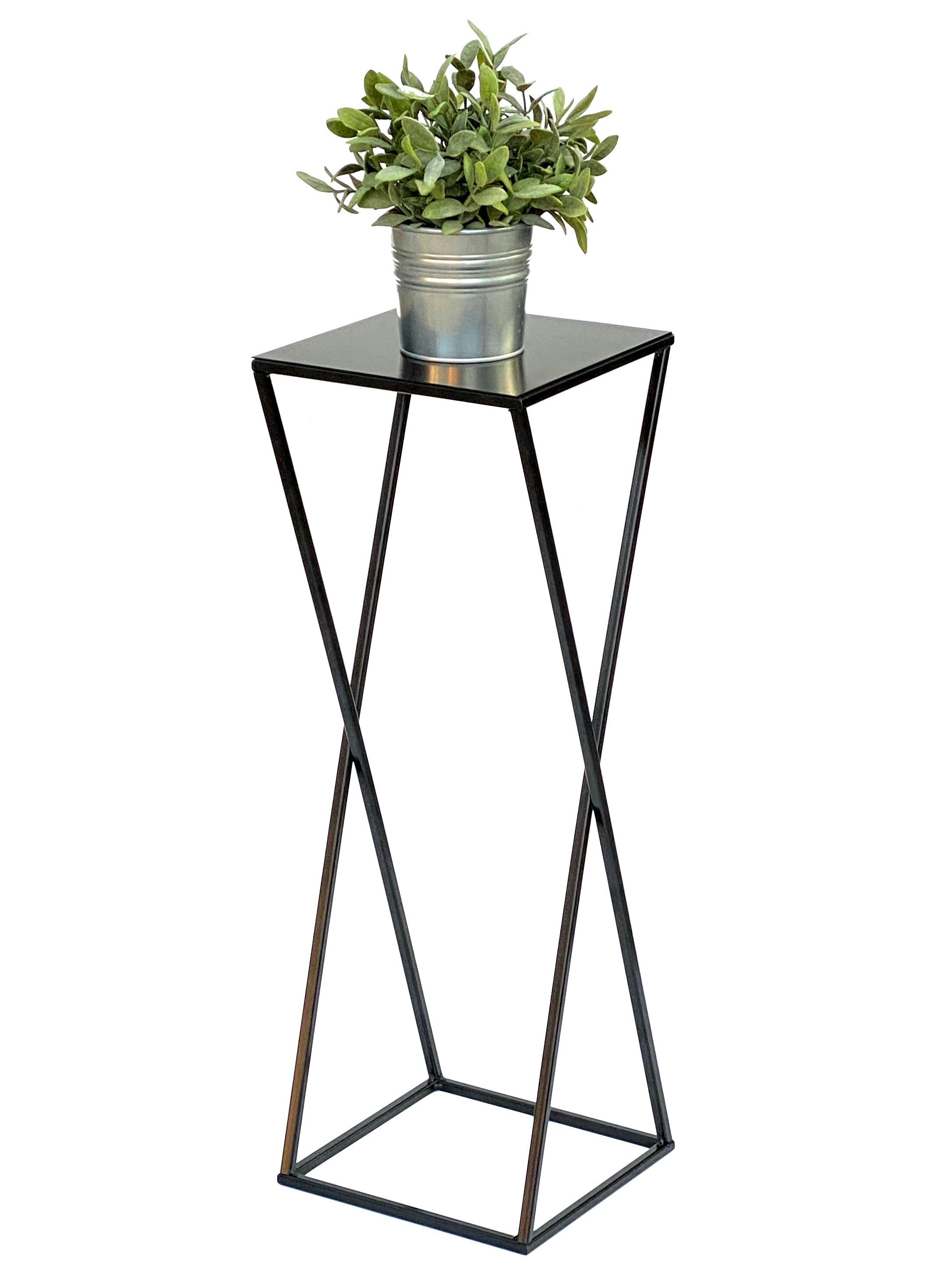 Blumenhocker Metall Schwarz Eckig 68 cm Blumenständer Beistelltisch 437 Blumensäule