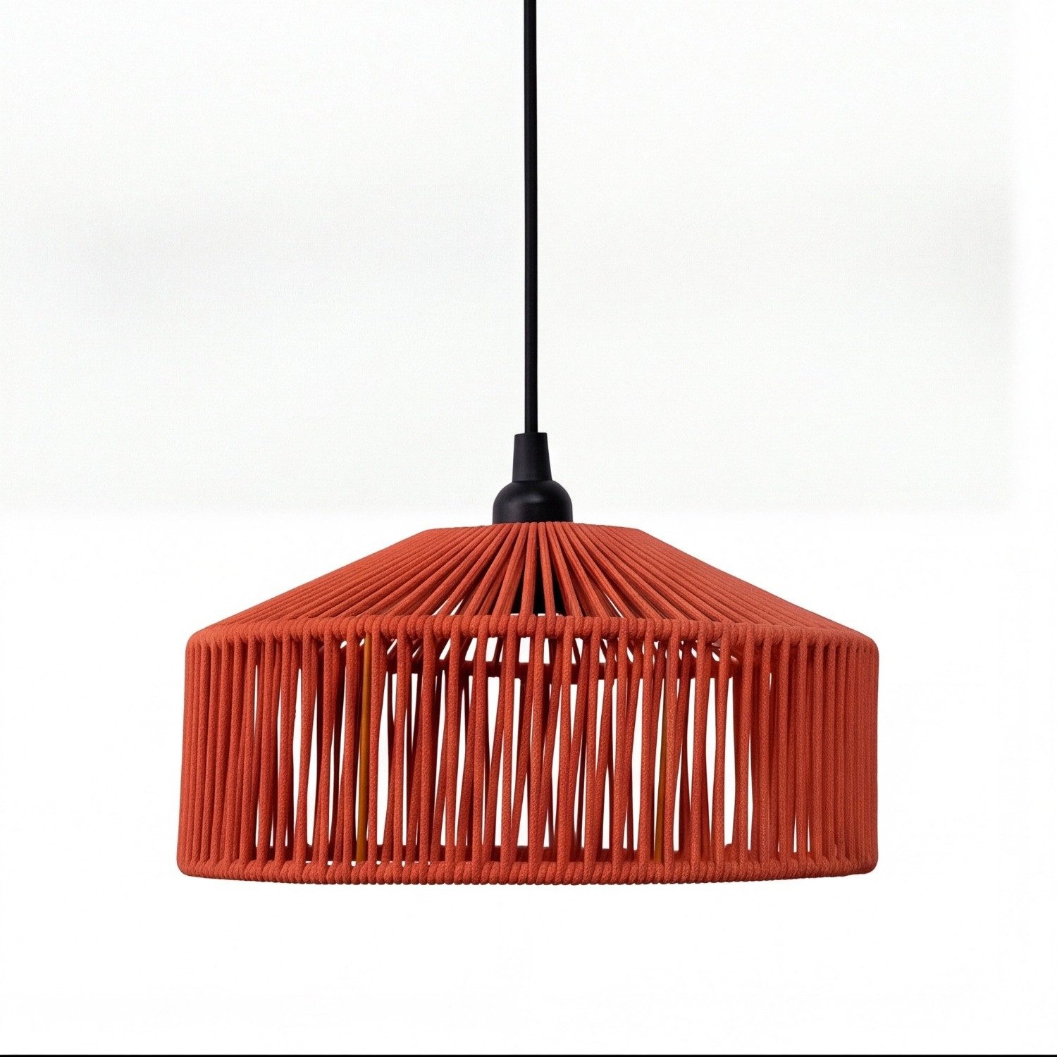 Licht-Erlebnisse Außen-Deckenleuchte JEJU, ohne Leuchtmittel, LED IP54 Ø 30 cm in Terracotta Seil Lampenschirm Boho außen Outdoor