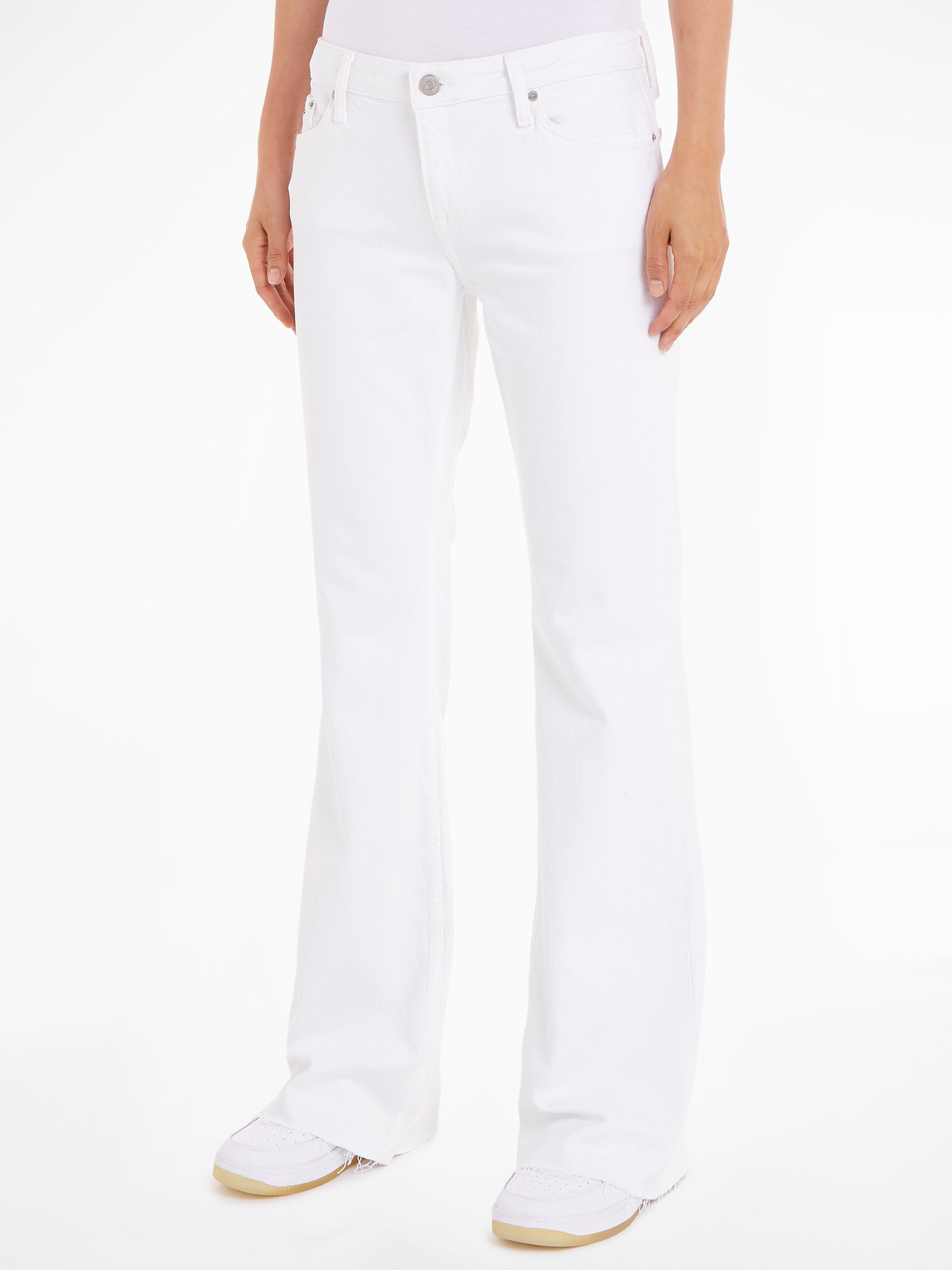 Tommy Джинсы Bequeme Джинсы Sophie Low Wais Flare Wide mit Ledermarkenlabel