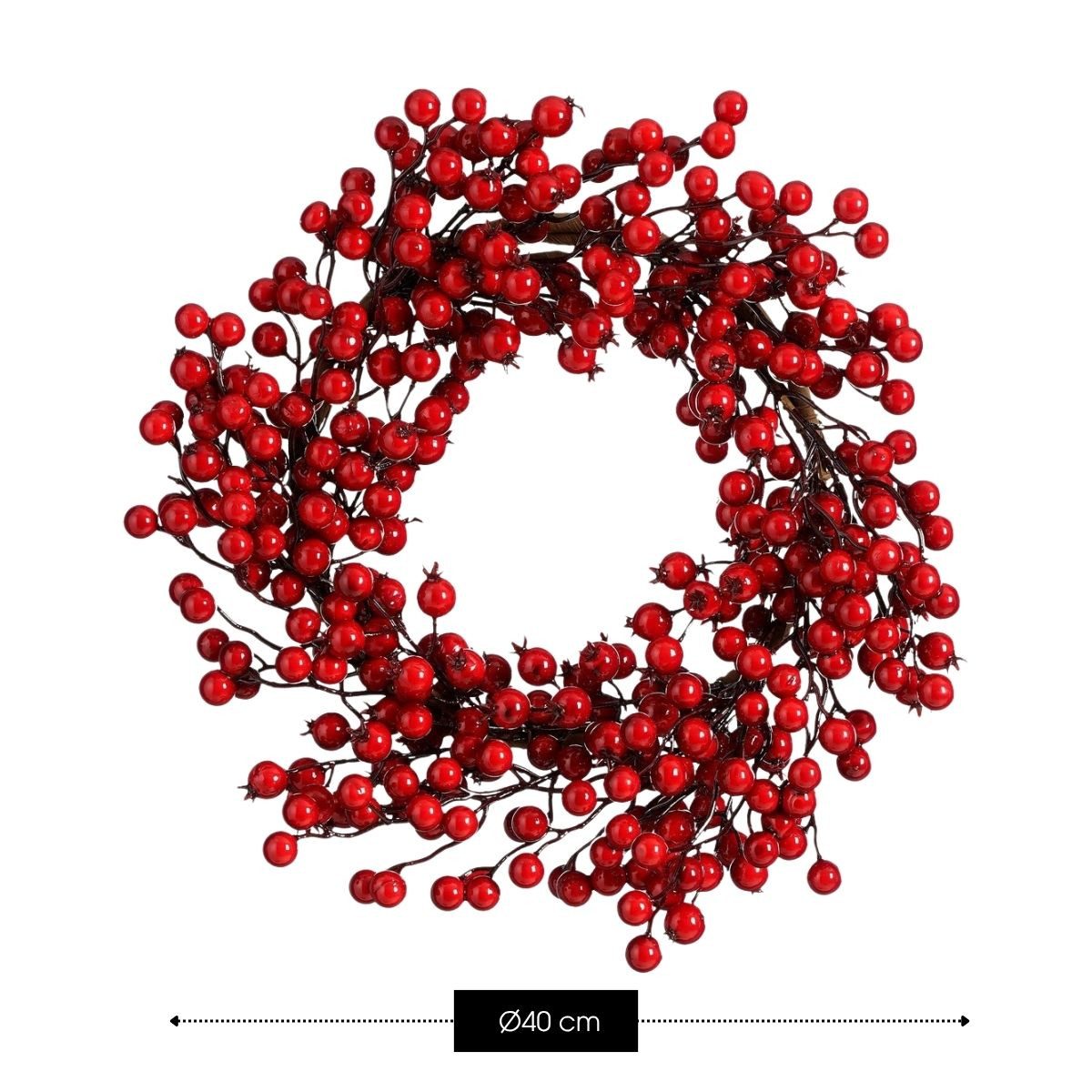 Mica Decorations Dekokranz Mica Decorations Kranz Beernen rot - h10xd40cm – Bild 2 von 5
