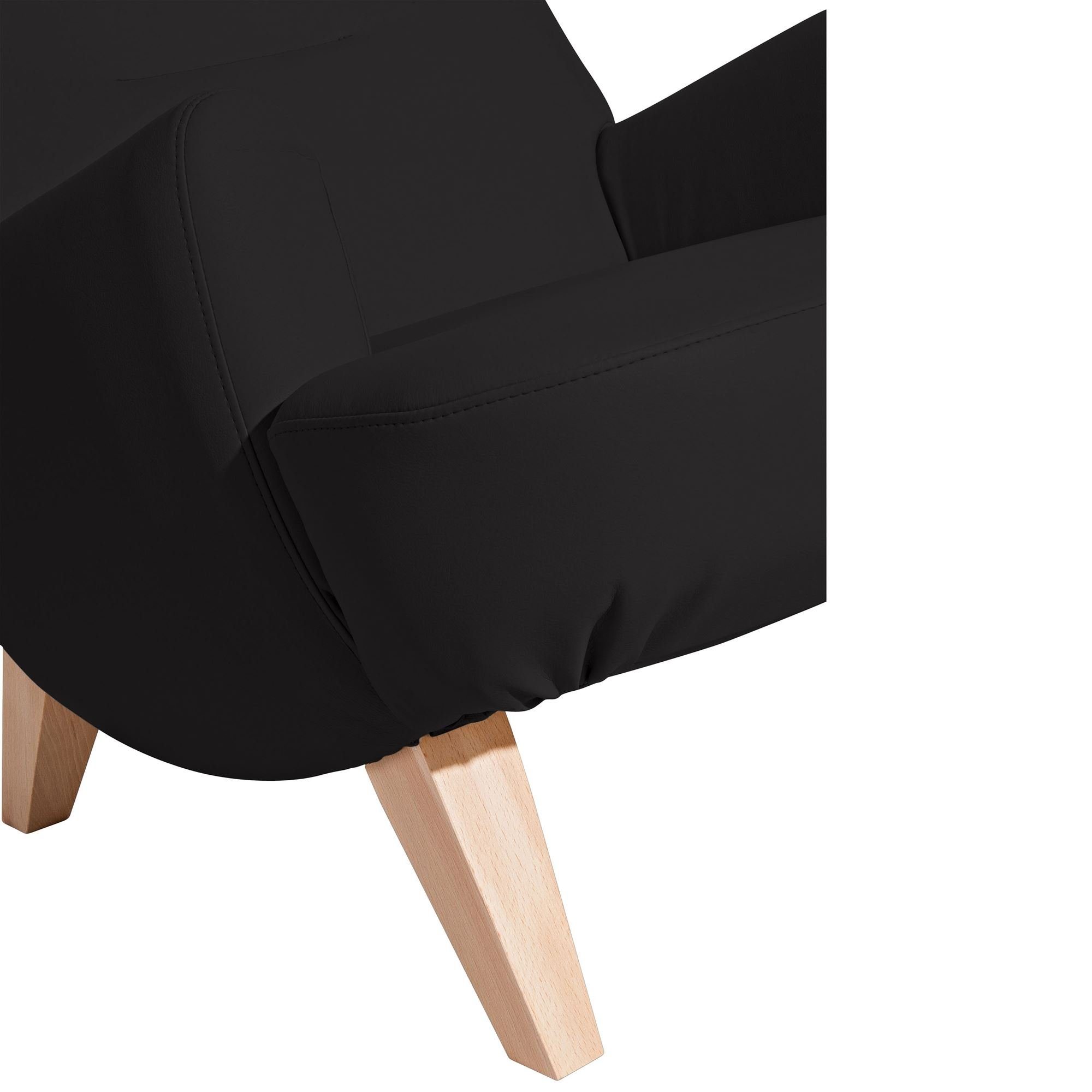 Kunstleder Kessel (Sparpreis 21340 inkl. Sessel Sessel verarbeitet,bequemer Versand, hochwertig 58 aufm schwarz / Kajsa Sitz Buche Kostenlosem natur Bezug 1-St),